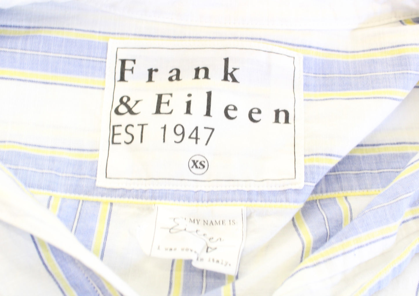 Frank and Eileen Eileen Striped V Neck Button Down Shirt Blouse XS Blue Yellow