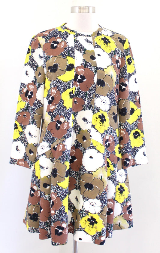 Essentiel Antwerp Floral Flare A Line Mini Dress Size 38 Brown Black Yellow
