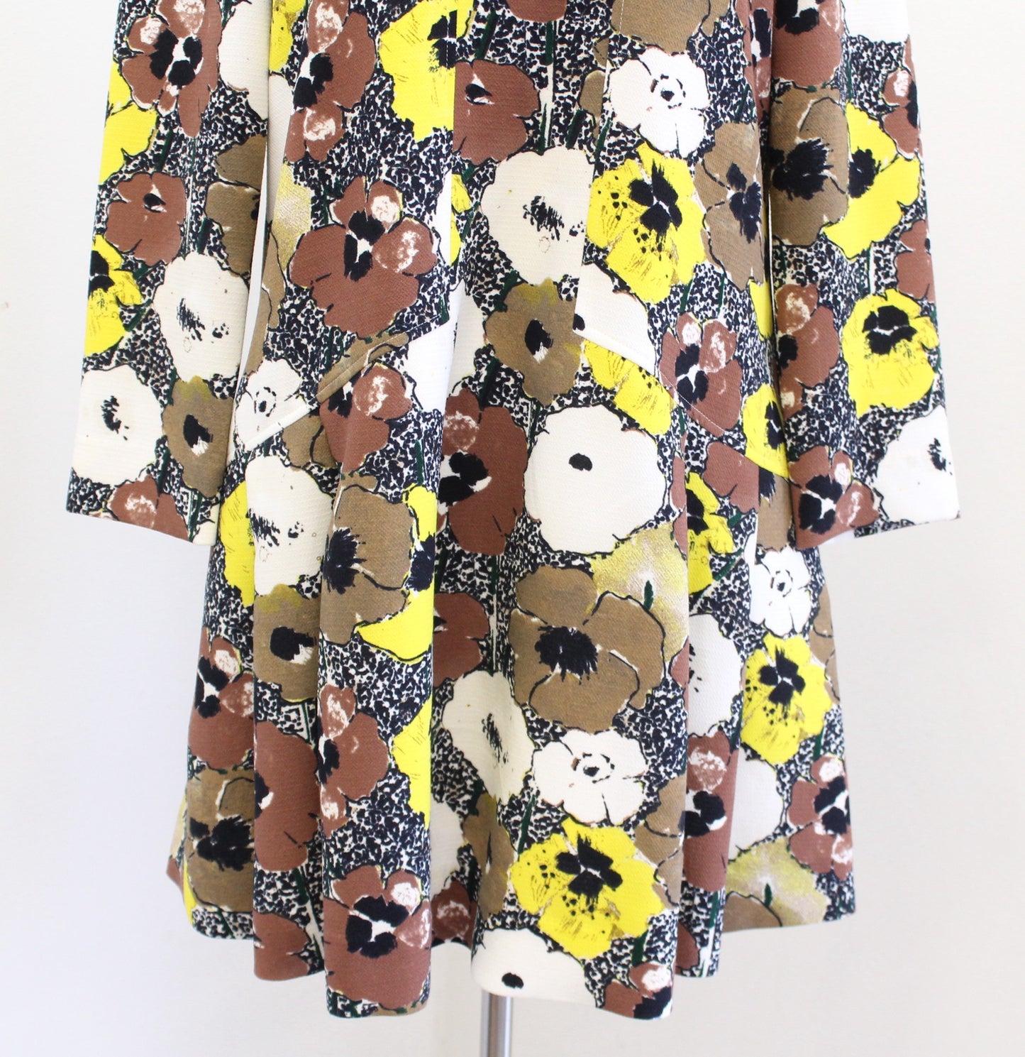 Essentiel Antwerp Floral Flare A Line Mini Dress Size 38 Brown Black Yellow