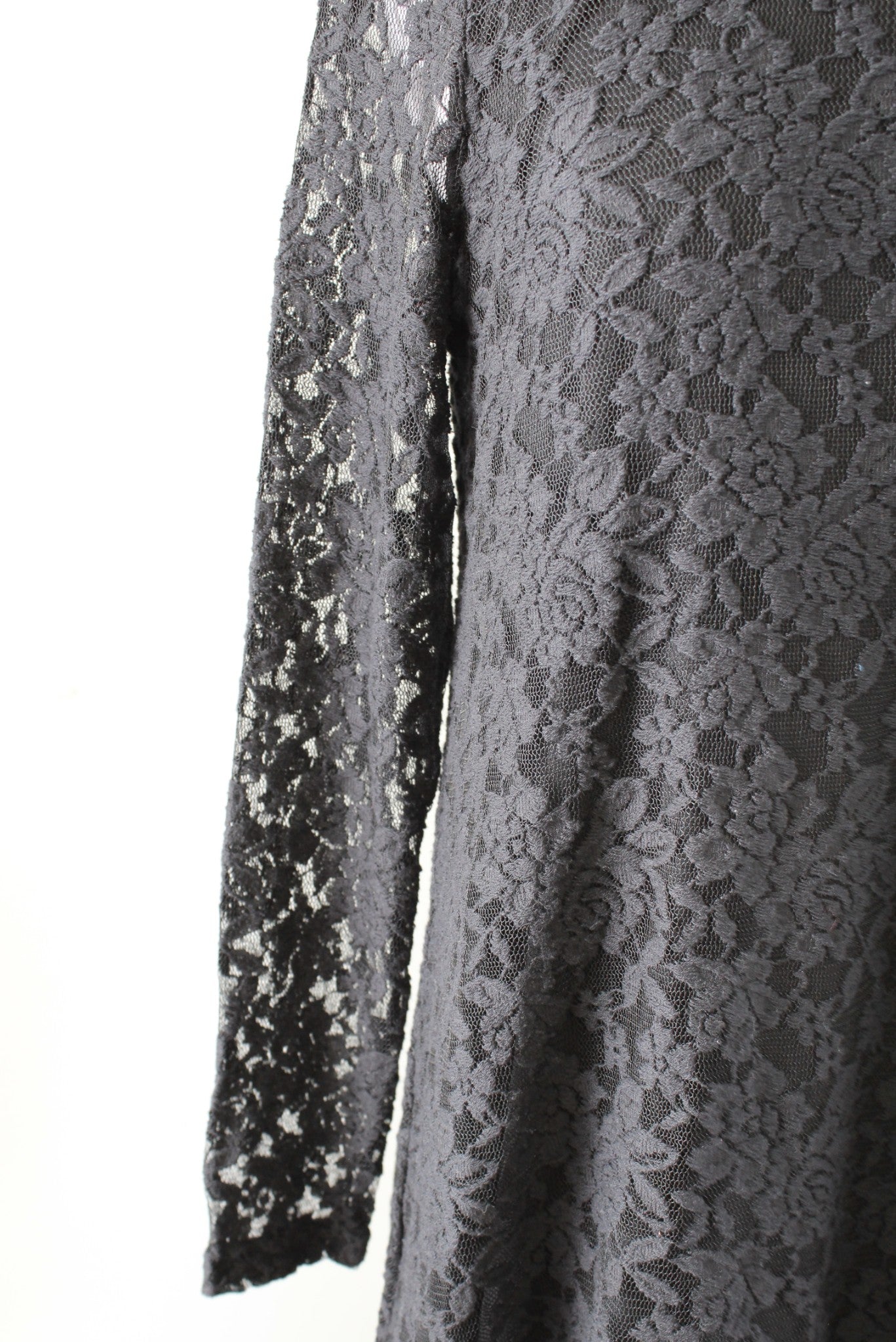 Tyler Boe Black Floral Lace Mock Neck Shift Swing Dress Size S Long Sleeve