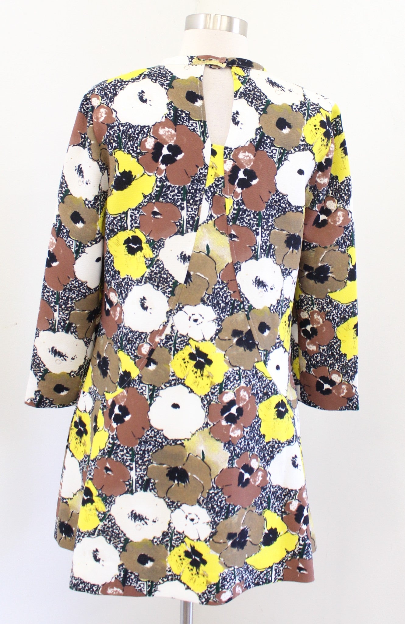 Essentiel Antwerp Floral Flare A Line Mini Dress Size 38 Brown Black Yellow