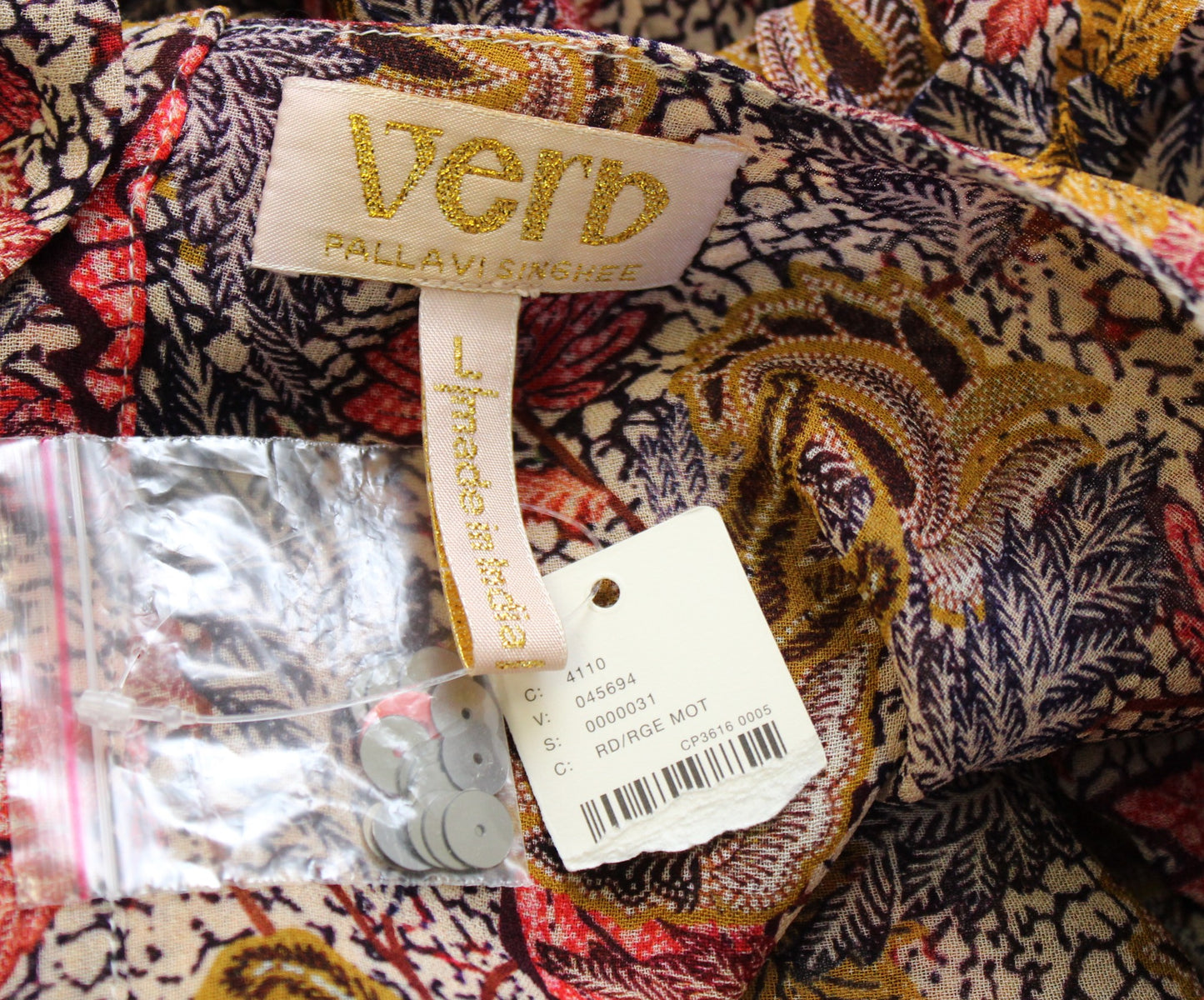 NWT Verb by Pallavi Singhee Anthropologie Embroidered Tunic Top Blouse Size L