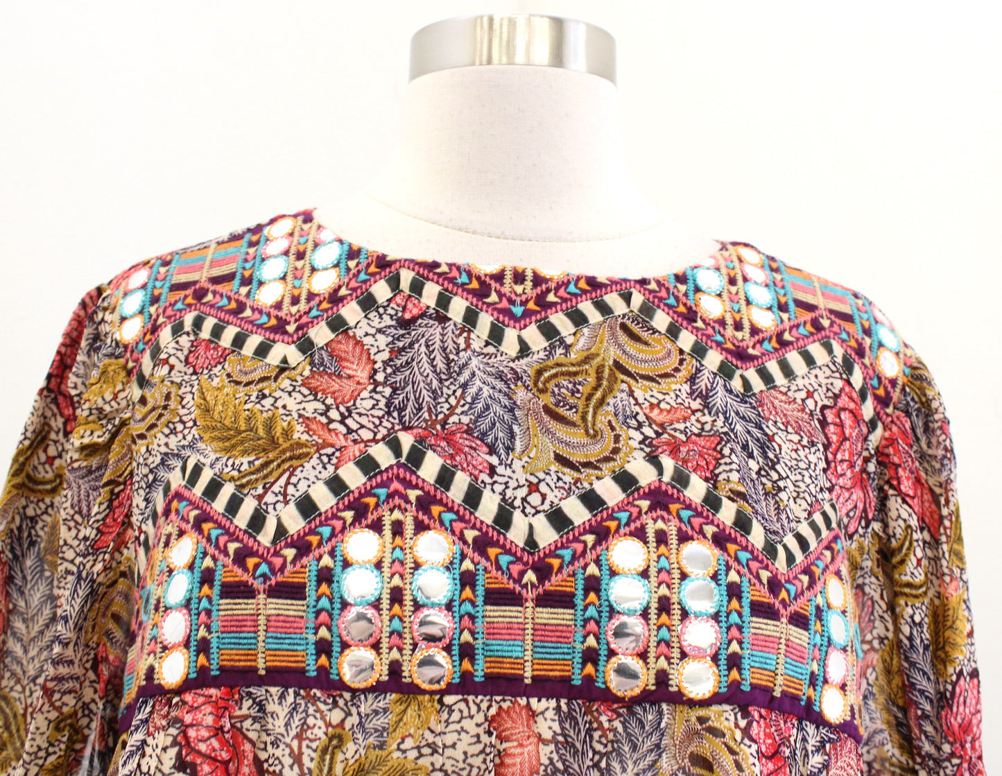 NWT Verb by Pallavi Singhee Anthropologie Embroidered Tunic Top Blouse Size L