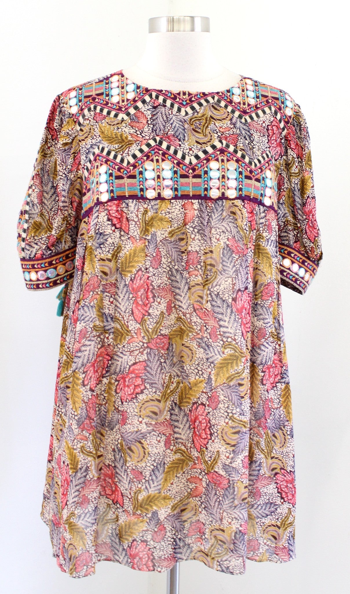 NWT Verb by Pallavi Singhee Anthropologie Embroidered Tunic Top Blouse Size L