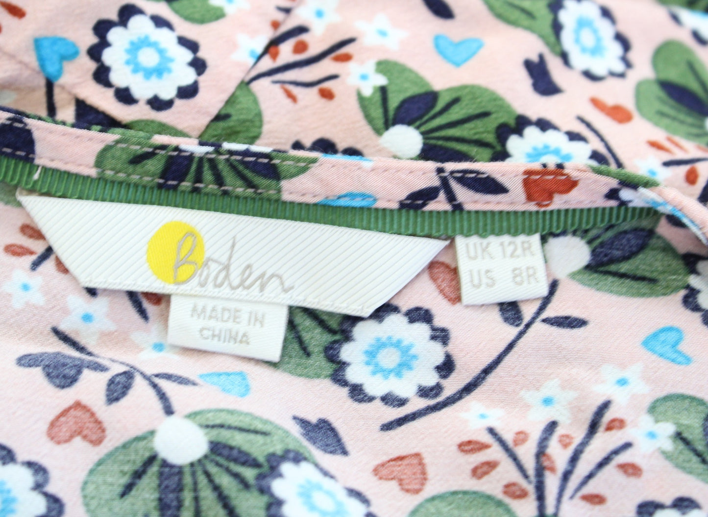 Boden Romantic Bloom Floral Print V Neck Long Sleeve Top Blouse Size US 8R 8