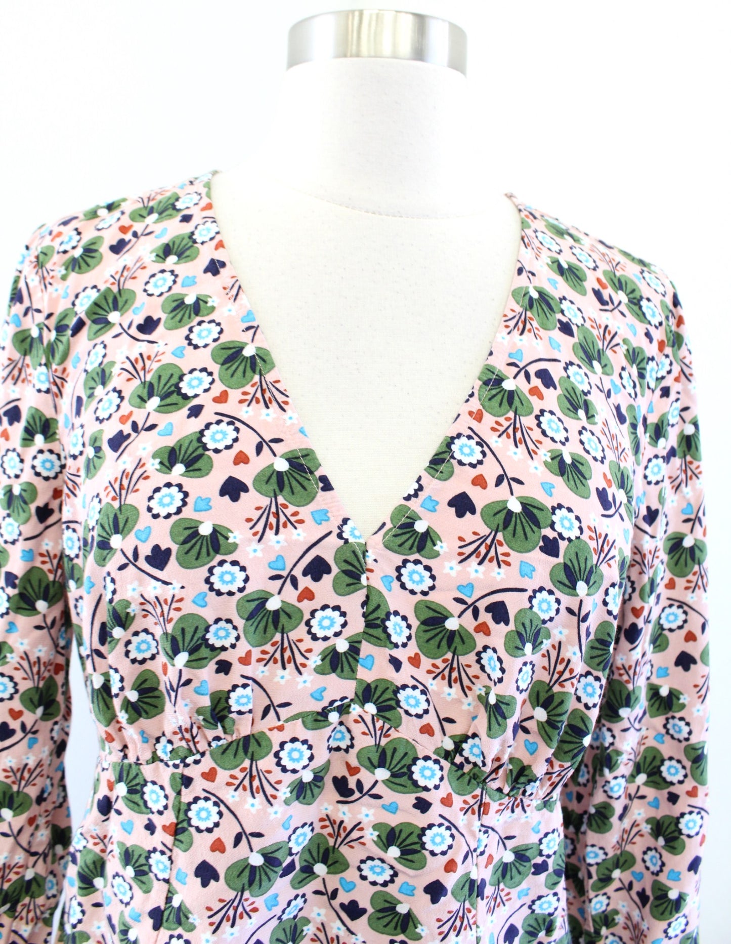 Boden Romantic Bloom Floral Print V Neck Long Sleeve Top Blouse Size US 8R 8