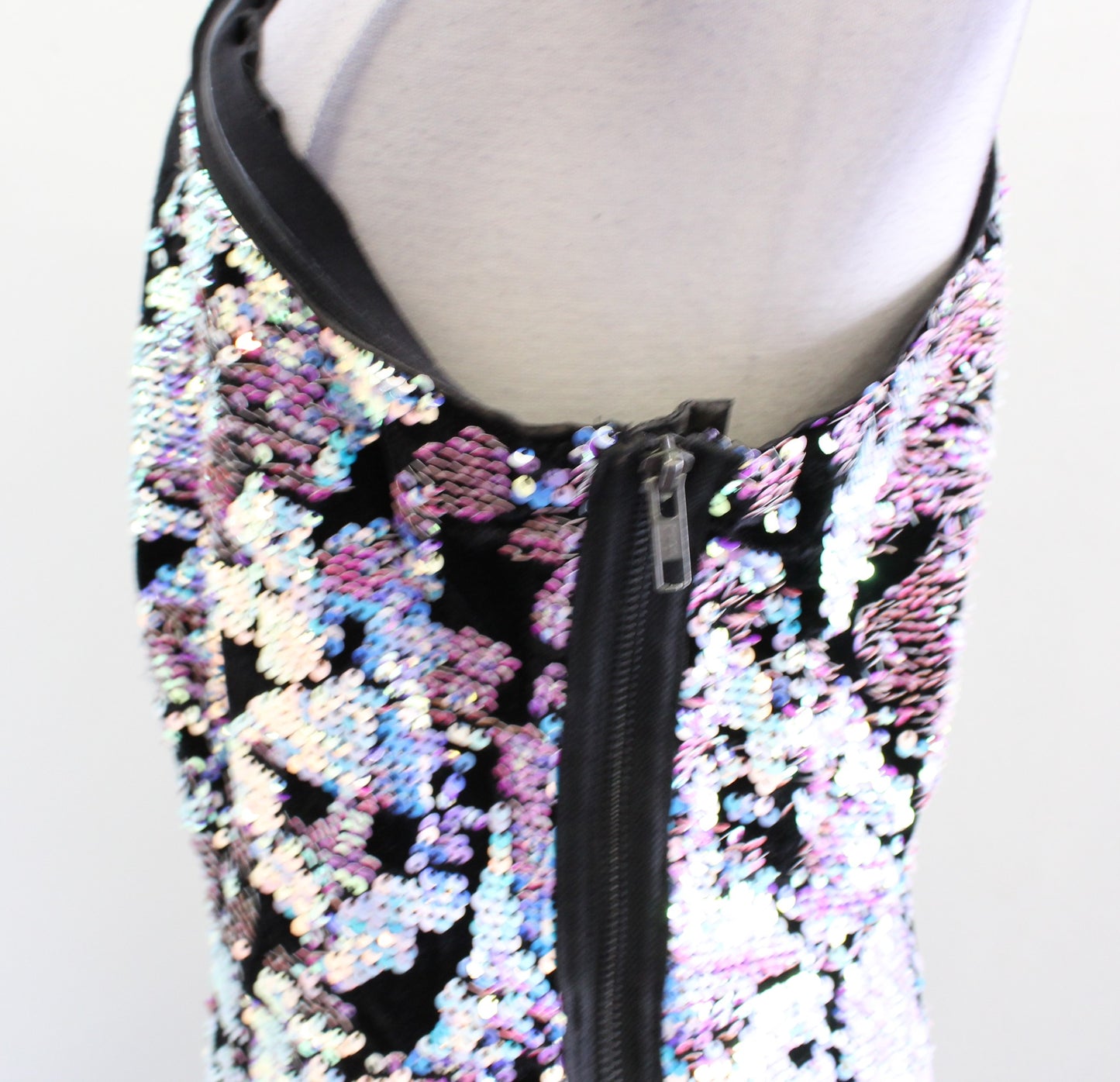 ASOS Velvet Iridescent Sequin One Shoulder Puff Sleeve Cocktail Party Dress 12