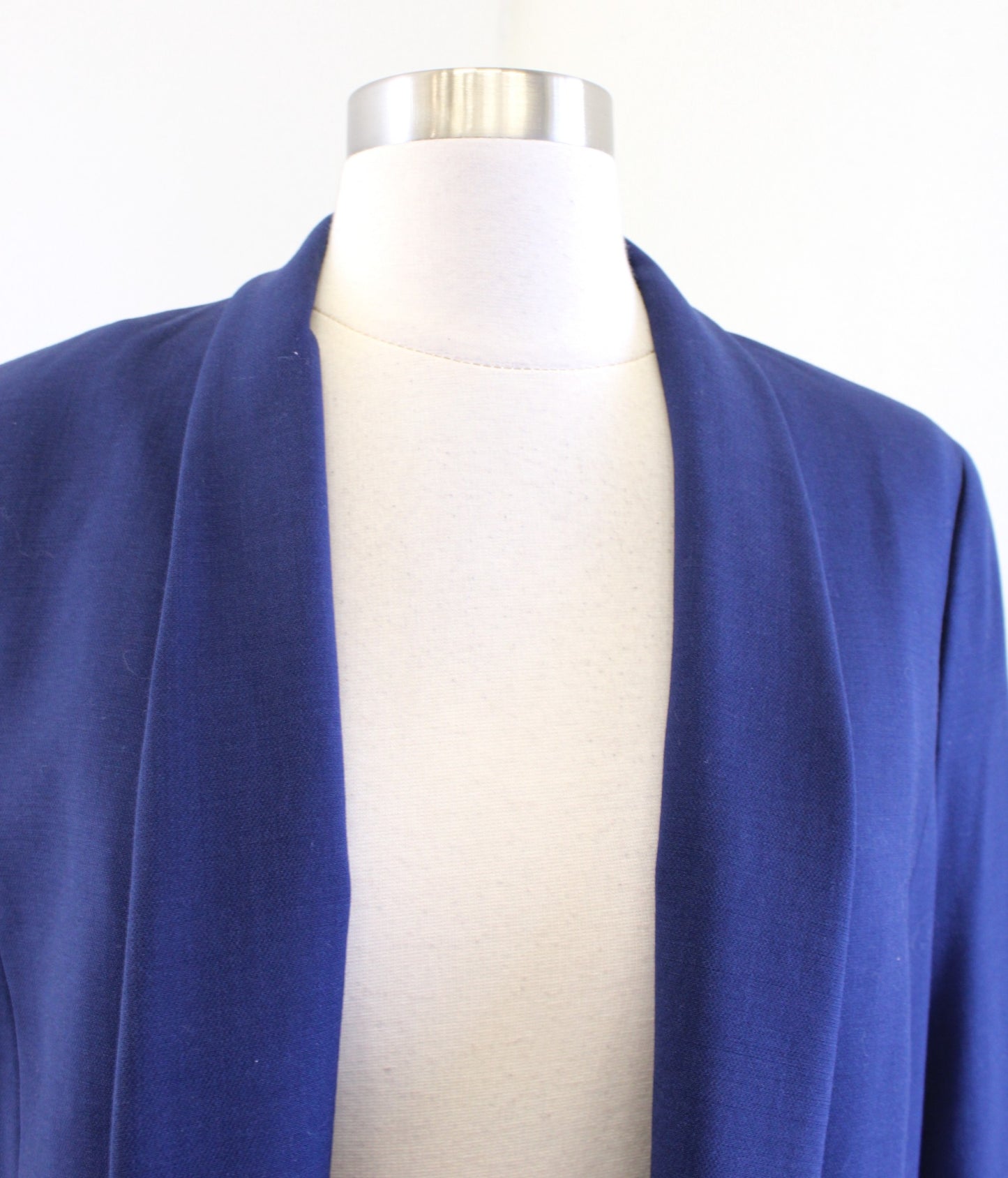 VINCE Womens Solid Navy Blue Drape Open Front Blazer Jacket Size 12 Wool Blend