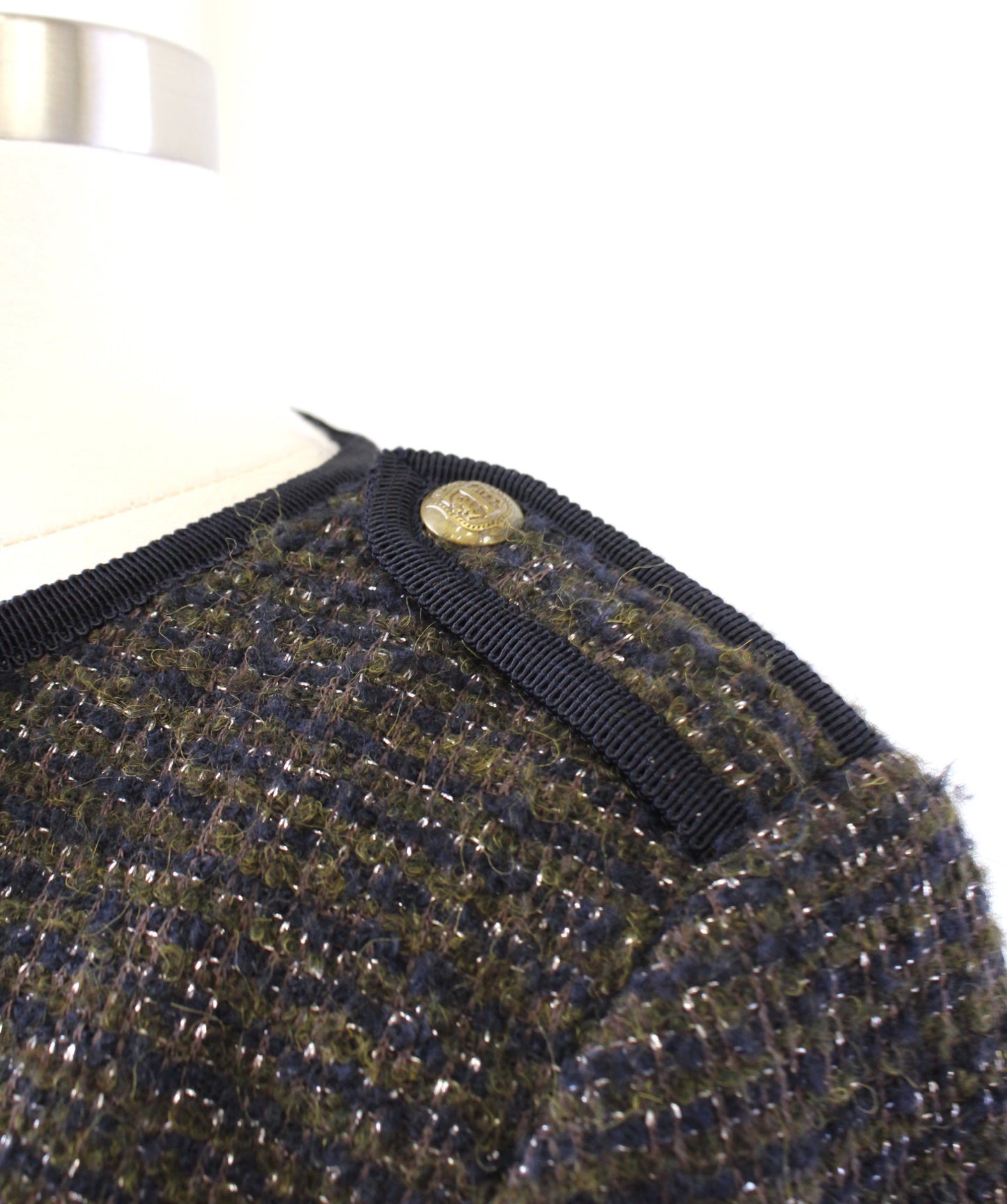 Talbots Knit in Italy Olive Green Navy Blue Tweed Blazer Jacket Size 6 Alpaca