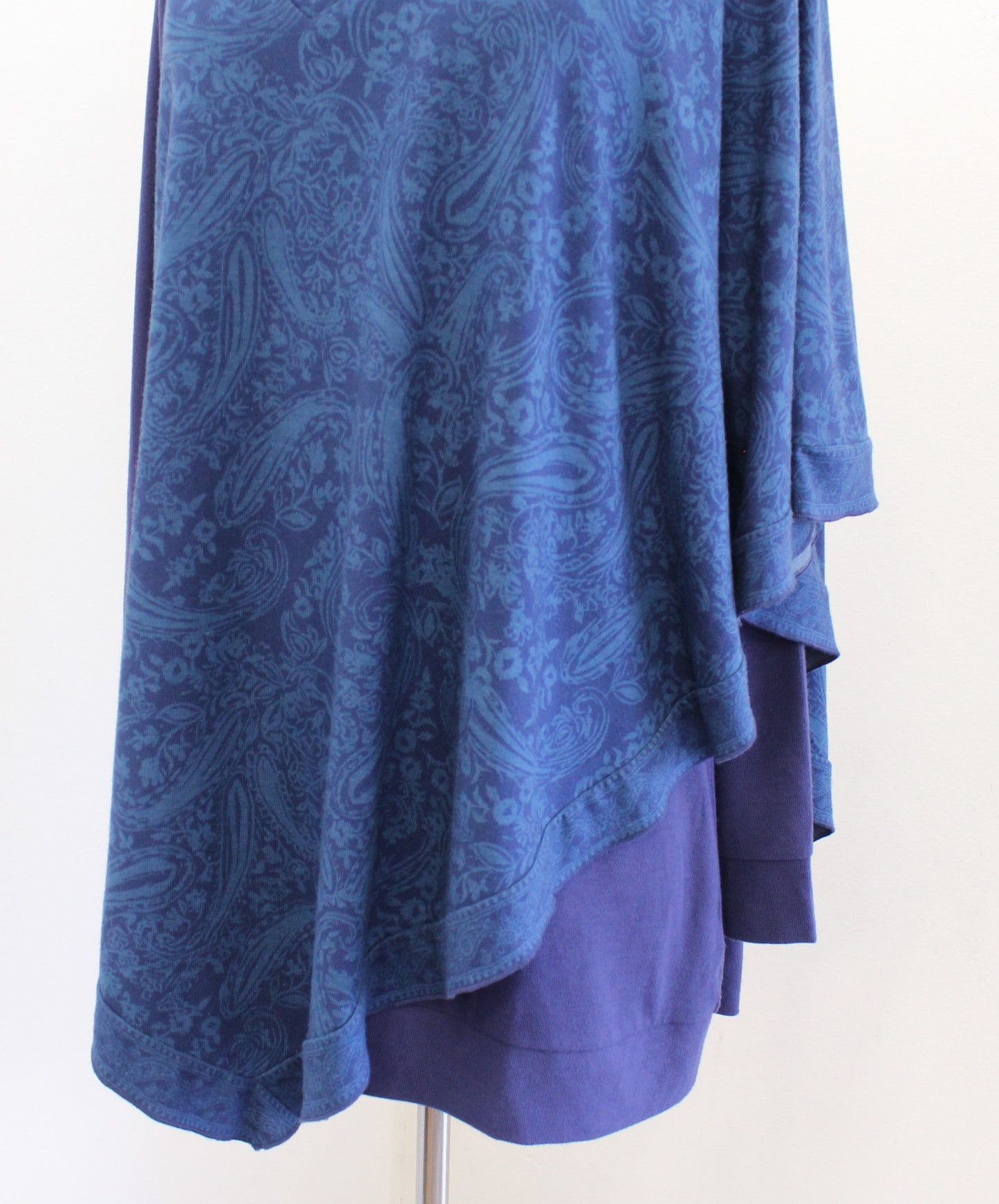 NWT Soft Surroundings Arpina Blue Asymmetric Layered Look Knit Paisley Top sz XL