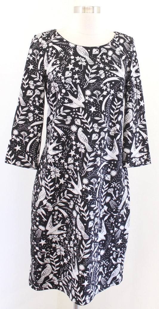 NWT Boden Winifred Black Mystic Woodland Novelty Print Knit Sheath Dress US 8R 8