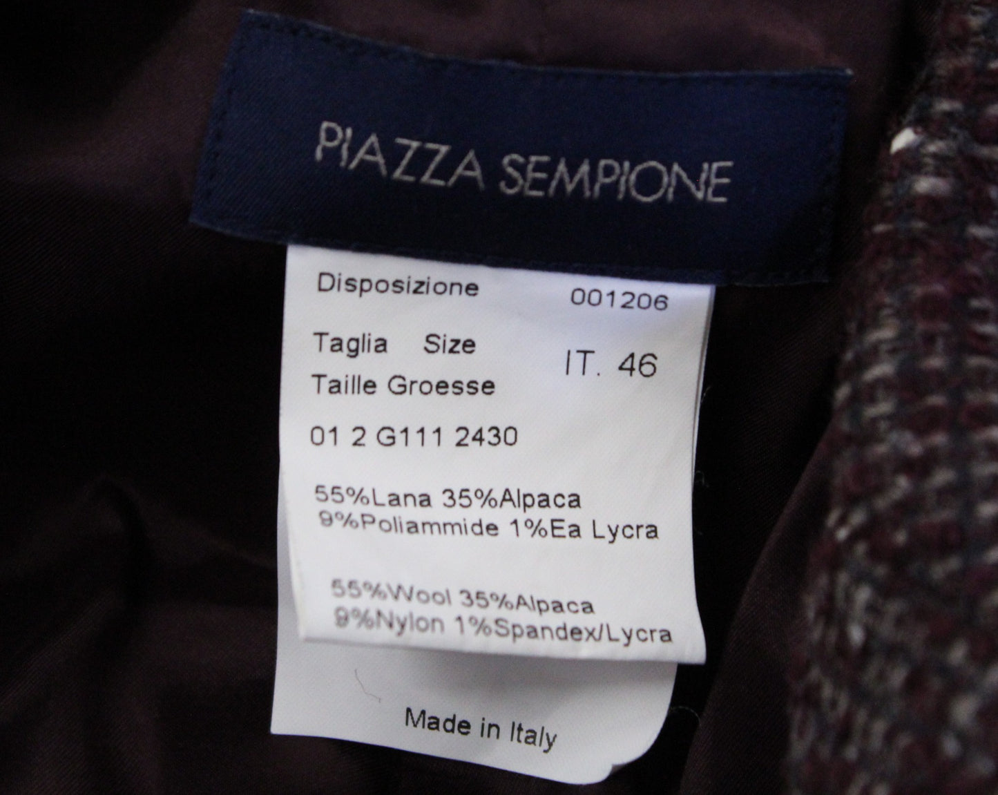 Vtg Piazza Sempione Burgundy Tweed Wool Alpaca Blend Blazer Jacket It 46 / S ?