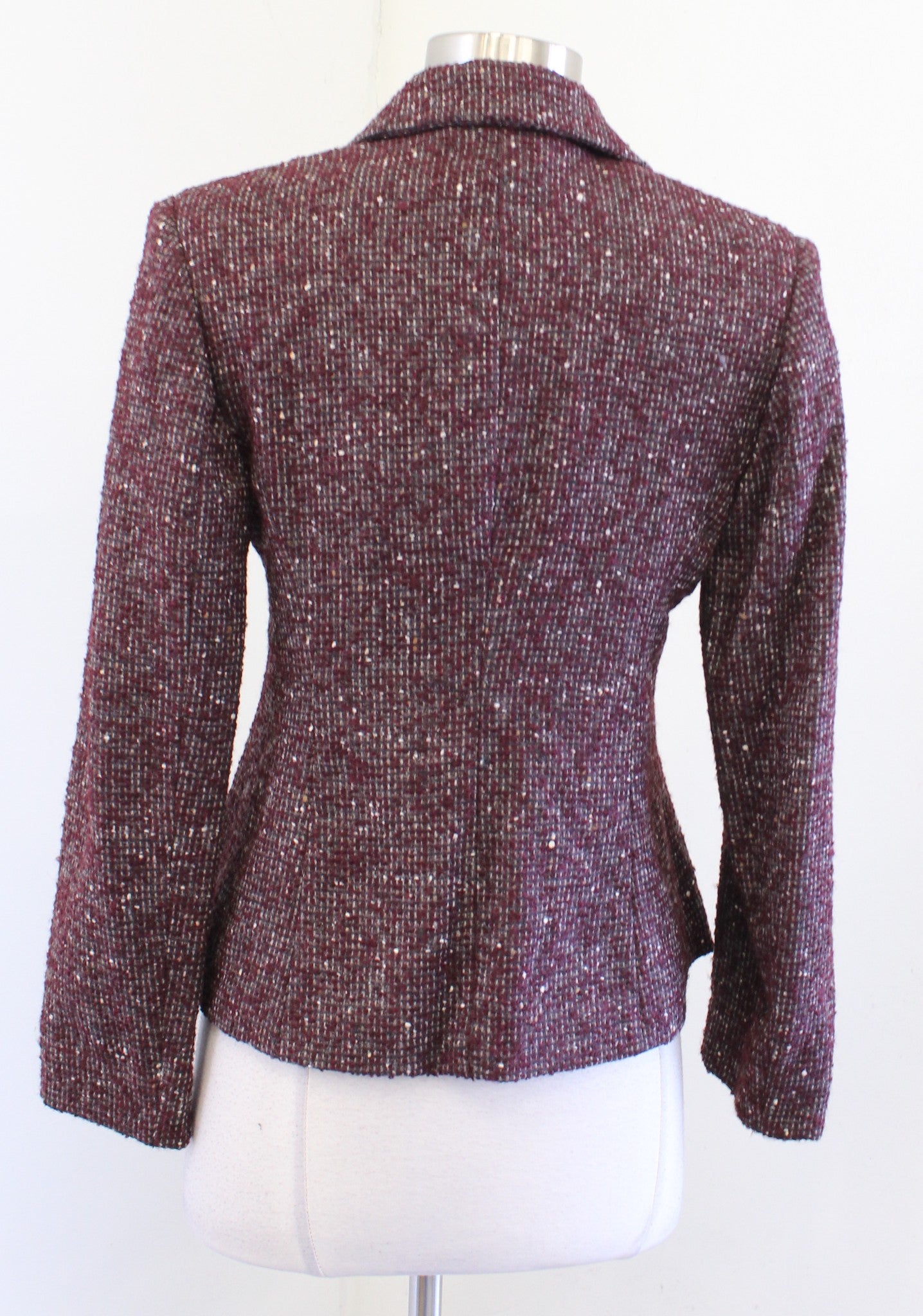 Vtg Piazza Sempione Burgundy Tweed Wool Alpaca Blend Blazer Jacket It 46 / S ?