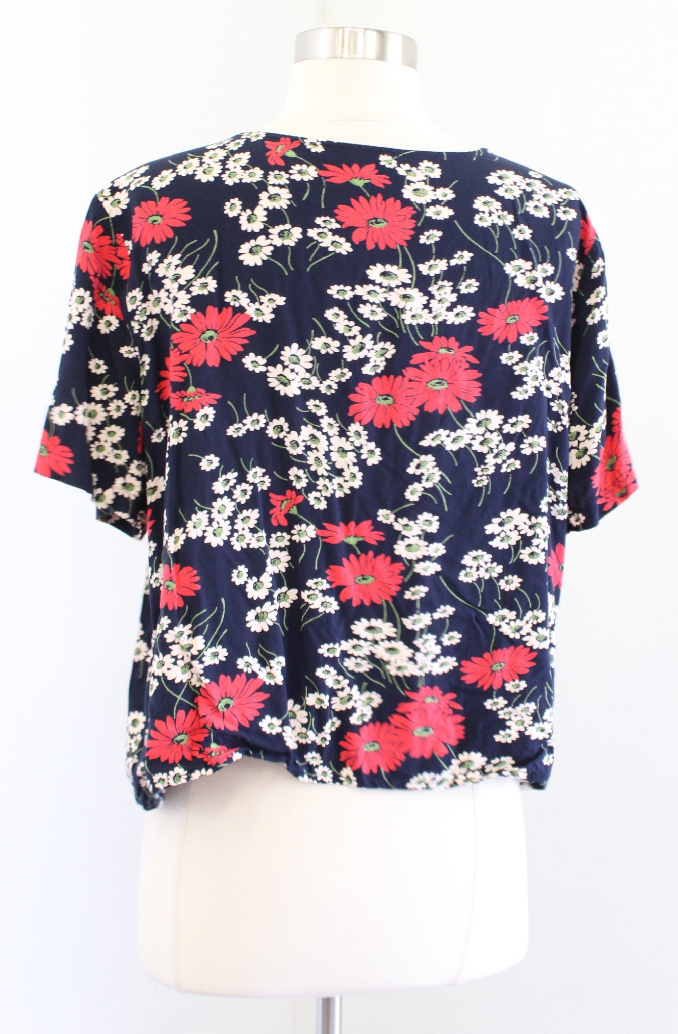 Madewell Novel Cropped Tie Front Top Blouse in Hillside Daisies Floral Size XL Short Sleeve
