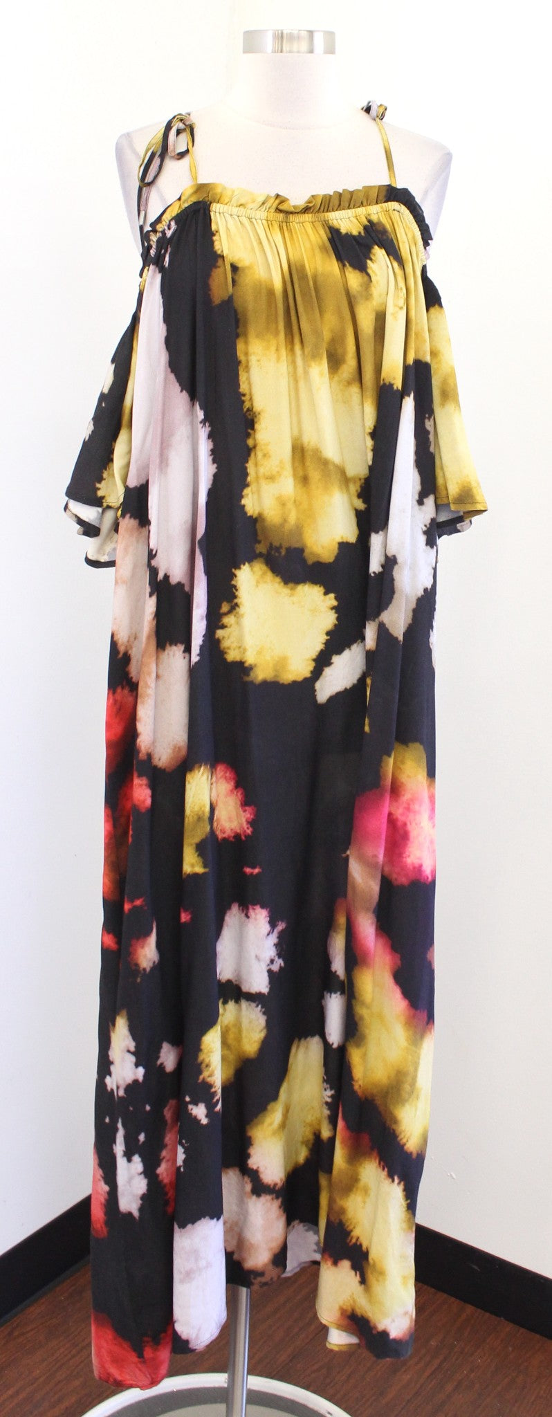 Conditions Apply Anthropologie Tie Dye Print Tie Strap Maxi Kaftan Dress OS M L