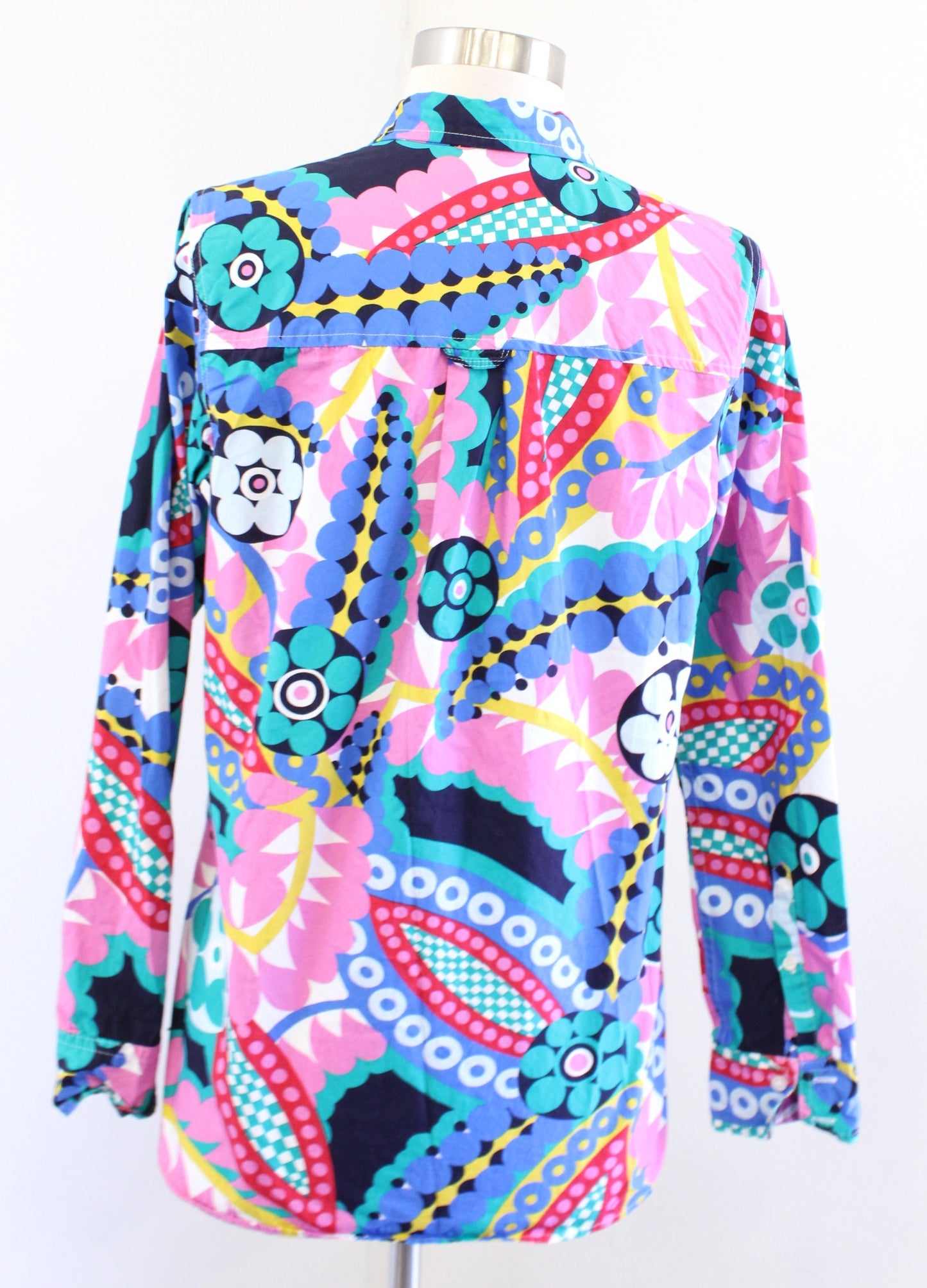 J Crew Classic Boy Fit Shirt in Ratti Kaleidoscope Print Size 6 Abstract Blouse Long Sleeve
