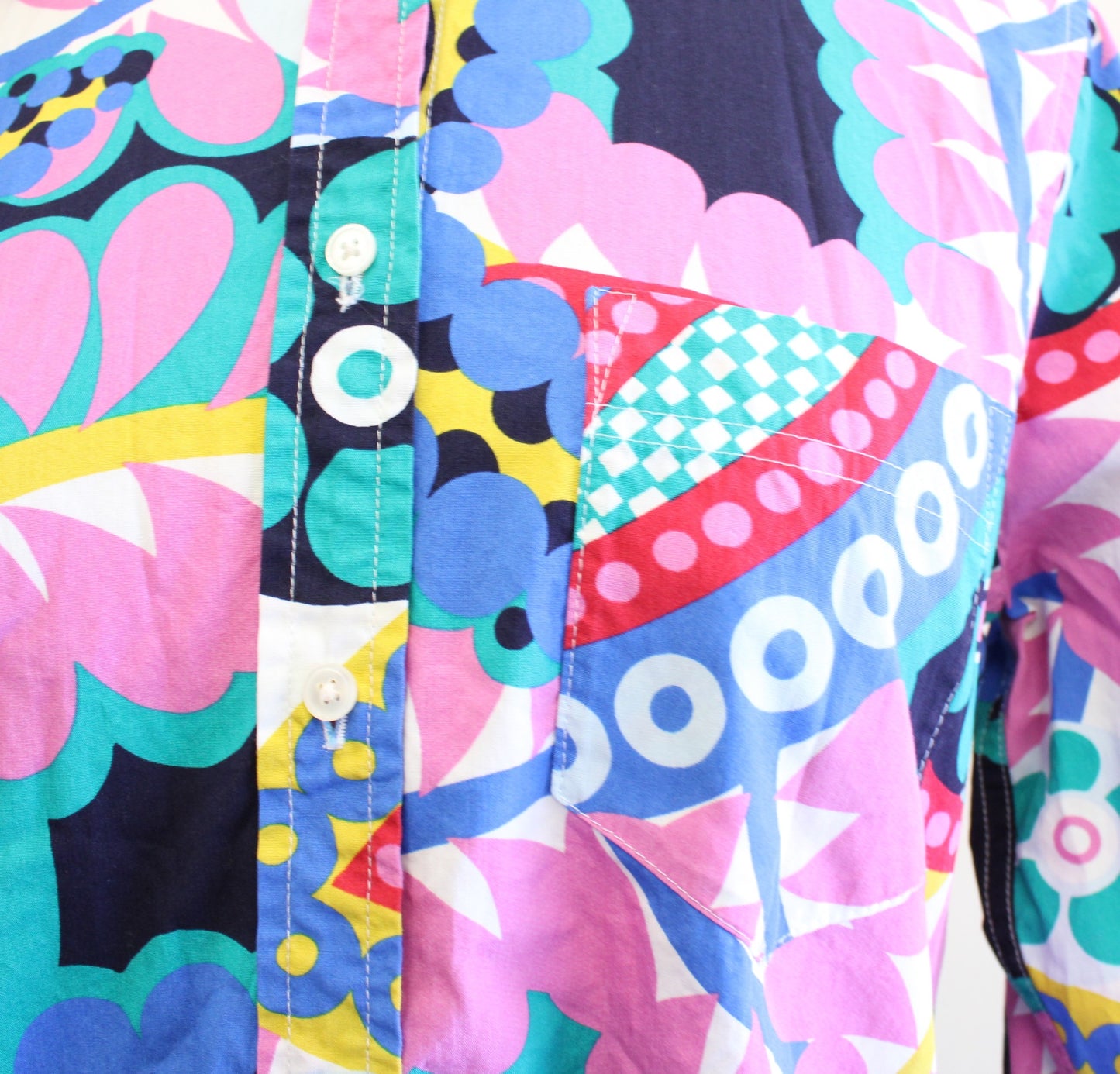 J Crew Classic Boy Fit Shirt in Ratti Kaleidoscope Print Size 6 Abstract Blouse Long Sleeve