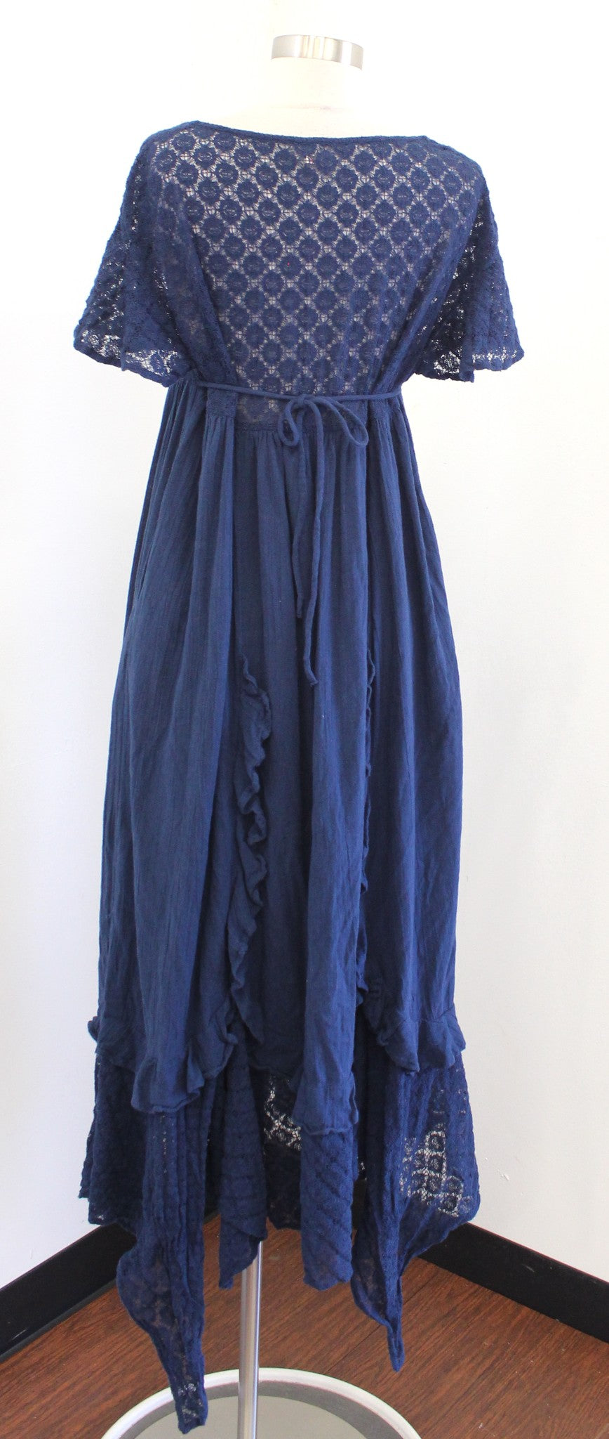 Free People Bring the Romance Lace Asymmetrical Hem Maxi Dress Size XS Boho