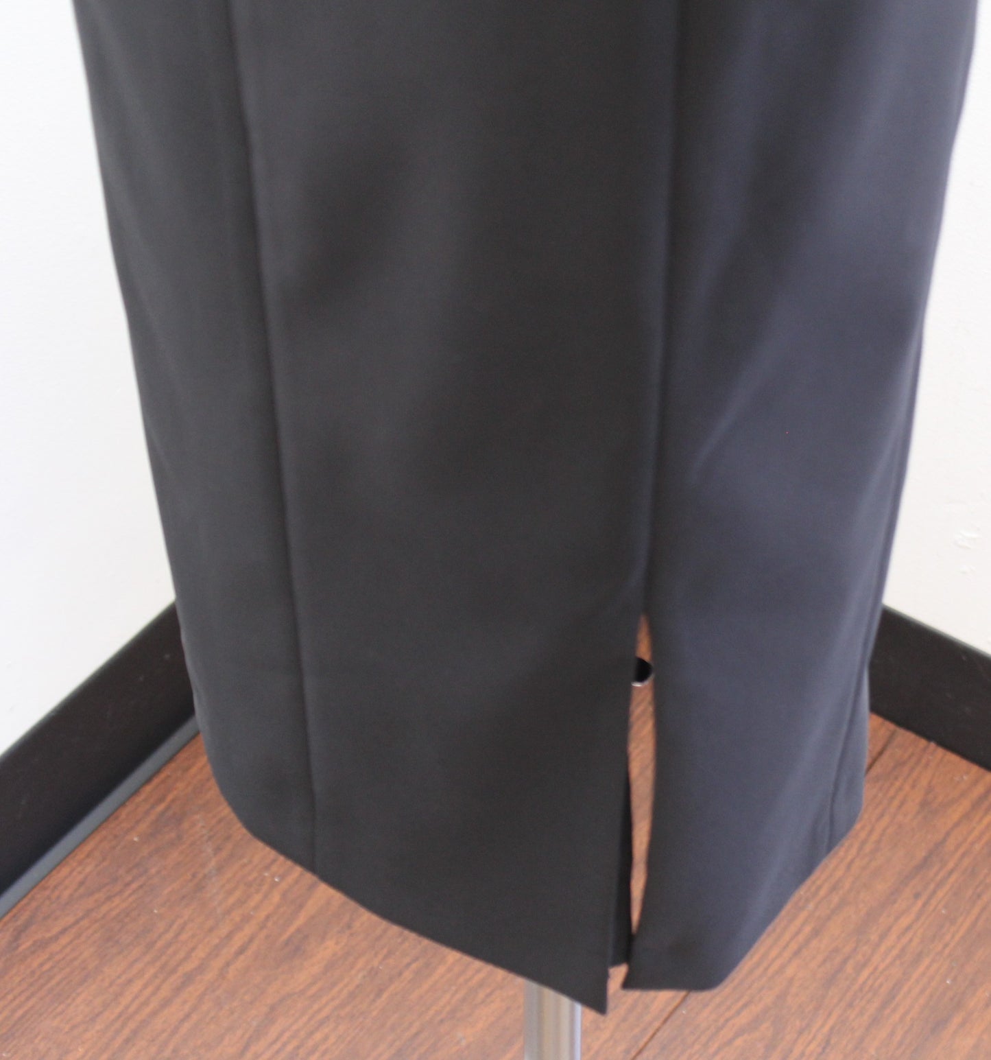 Kay Unger Solid Black Swan Neck Midi Sheath Dress Size 8 Belted Career Office