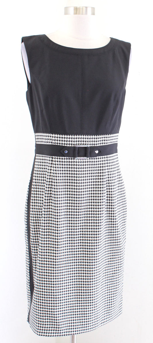 White House Black Market Houndstooth Color Block Contrast Sheath Dress Career 4