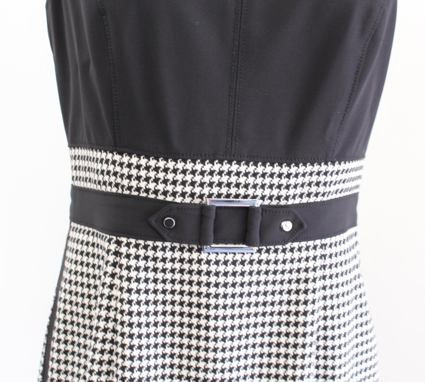 White House Black Market Houndstooth Color Block Contrast Sheath Dress Career 4