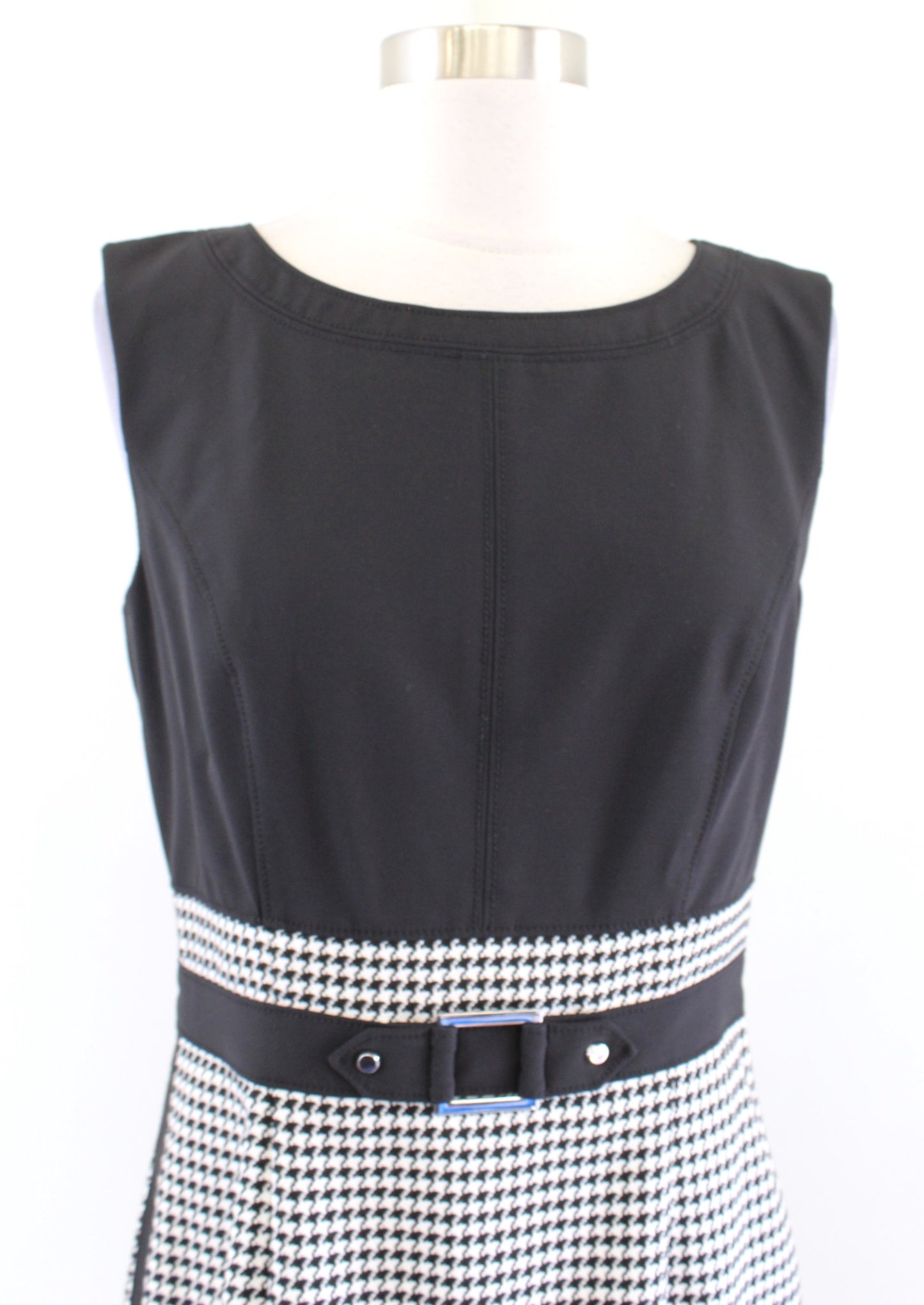 White House Black Market Houndstooth Color Block Contrast Sheath Dress Career 4