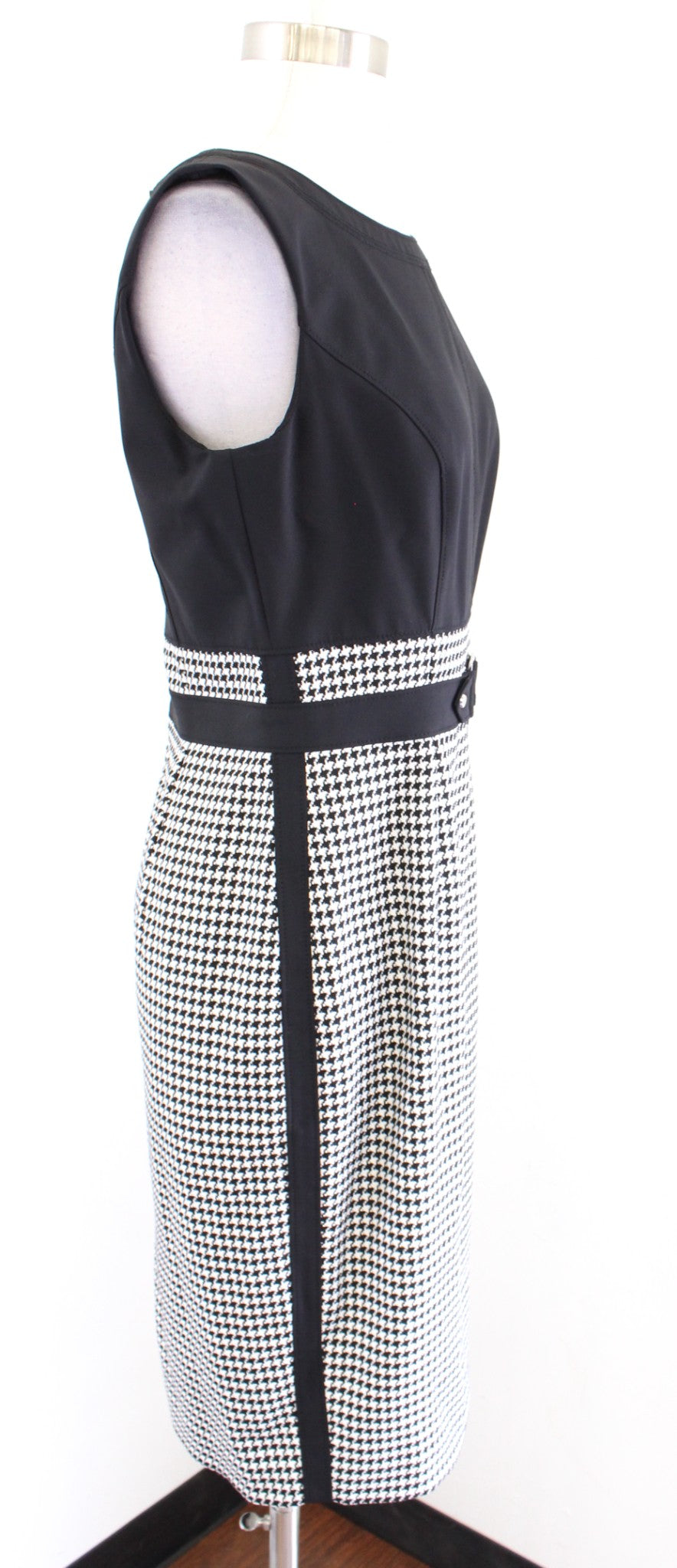 White House Black Market Houndstooth Color Block Contrast Sheath Dress Career 4