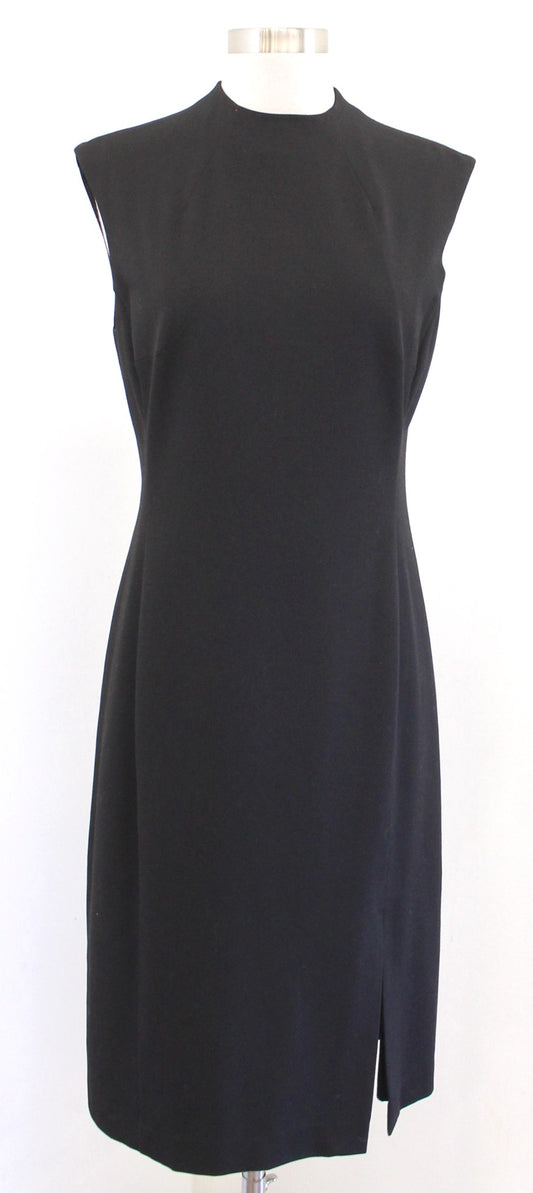 Lauren Ralph Lauren Solid Black Mock Neck Sleek Sheath Dress 6 Cocktail Career