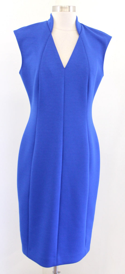 Elie Tahari Geraldine Solid Royal Blue Cap Sleeve Sheath Dress Size 8 Career