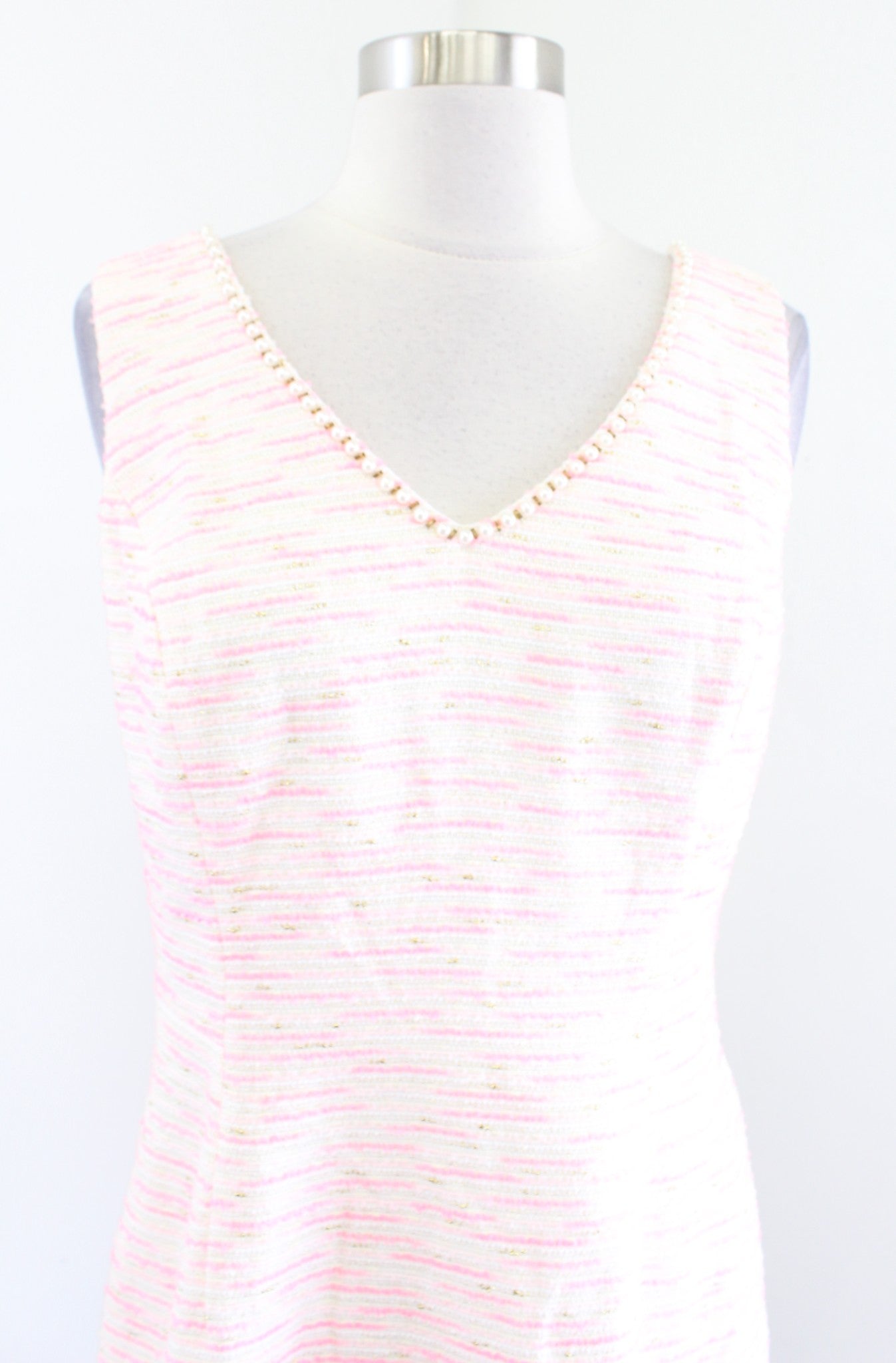 Lilly Pulitzer Laidley Sparkle Pink Boucle Tweed Pearl Trim Sheath Dress Size 4