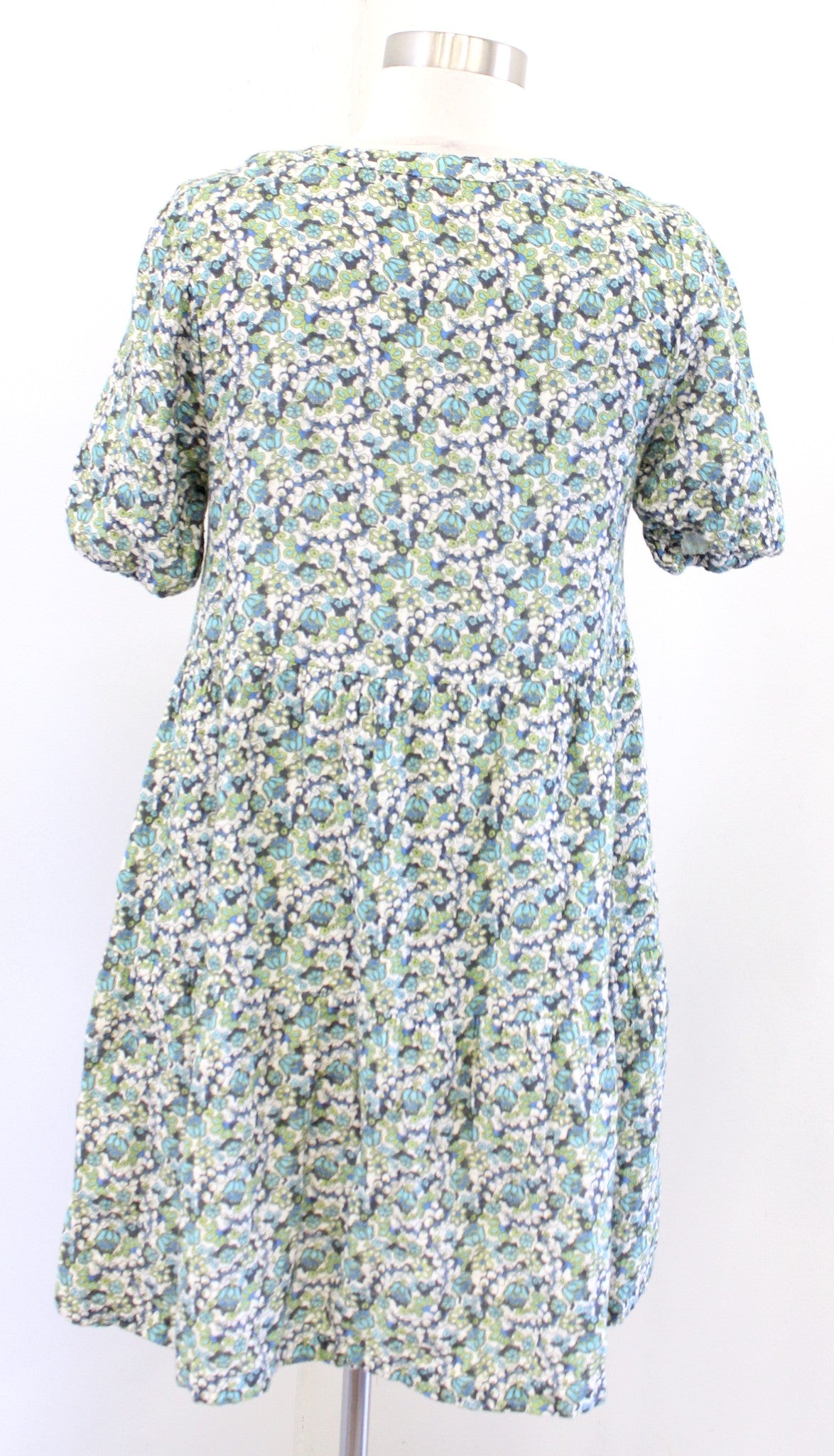 Marine Layer Jamie Gauzy Short Sleeve Floral Mini Dress Size XS Green Blue