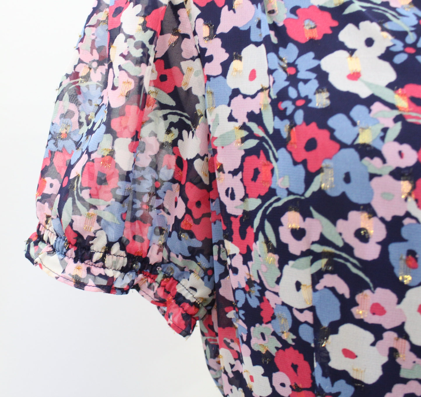 Tahari ASL Levine Blue Multi Floral Faux Wrap Tie Waist Ruffle Dress Size 6