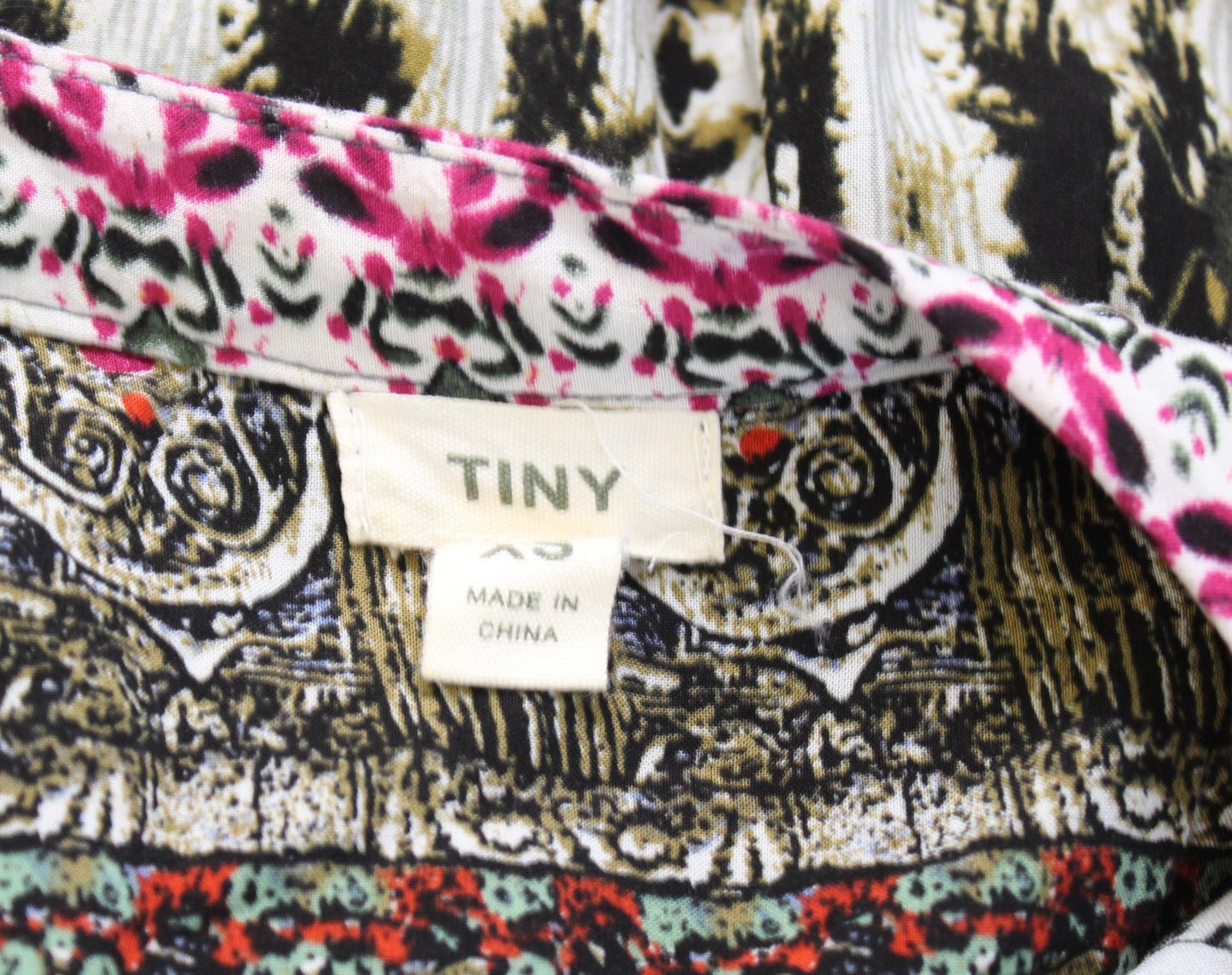 Tiny Anthropologie Mollie Printed Tunic Shift Dress Size XS Abstract Lace Trim