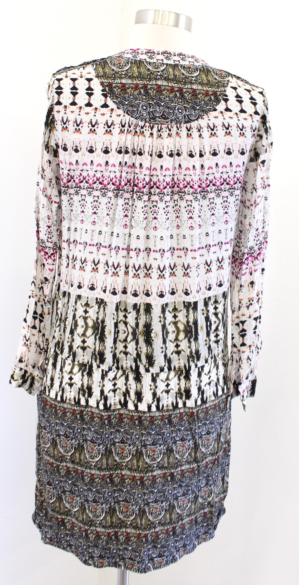 Tiny Anthropologie Mollie Printed Tunic Shift Dress Size XS Abstract Lace Trim