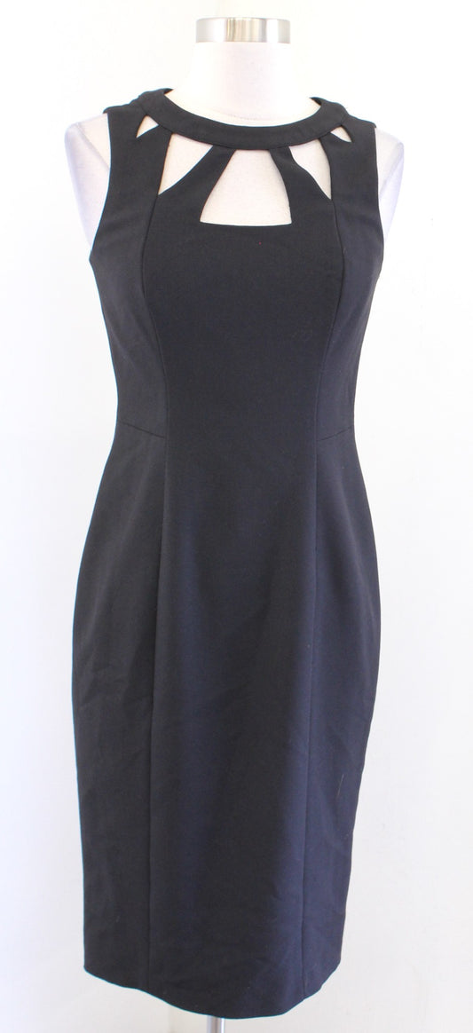 Eliza J Womens Black Cutout Neckline Sheath Dress Size 2 LBD Cocktail Career