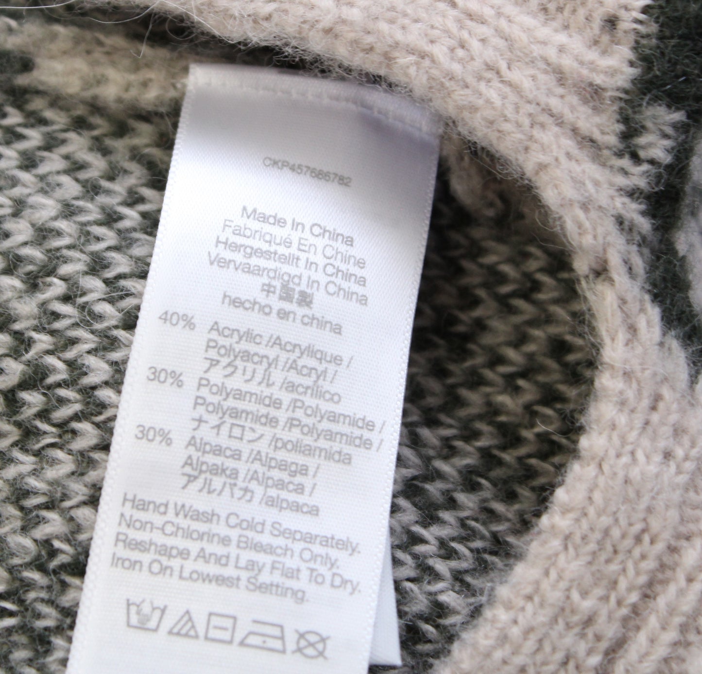 Madewell Thorton Mock Neck Pullover Sweater Size M Animal Print Alpaca Green