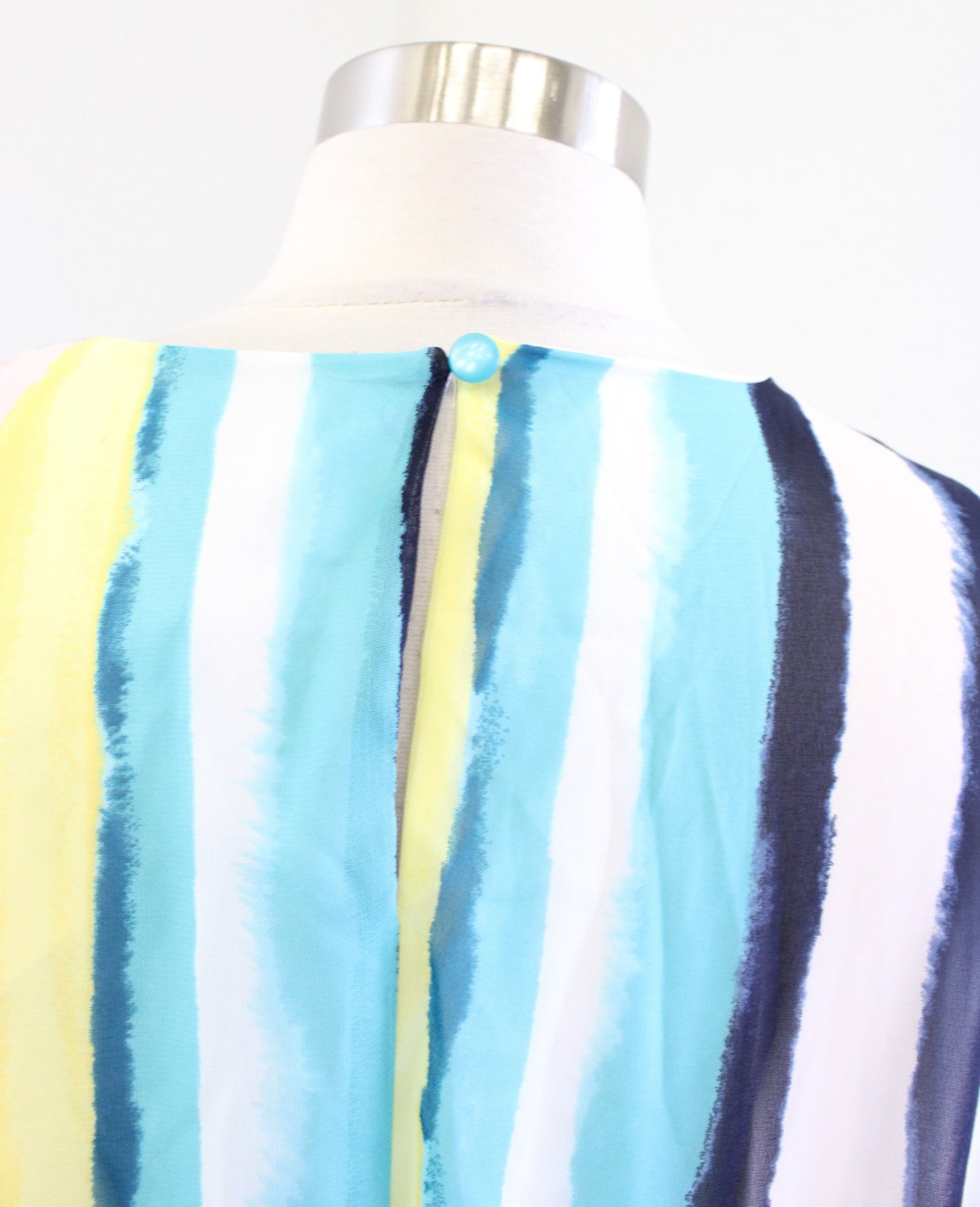 NWT Lane Bryant Watercolor Striped Tie Waist Midi Dress Size 16 Blue Yellow