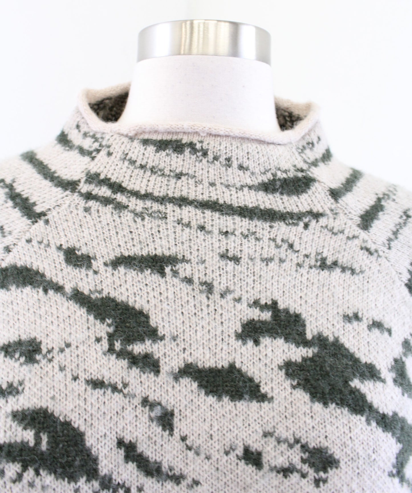 Madewell Thorton Mock Neck Pullover Sweater Size M Animal Print Alpaca Green