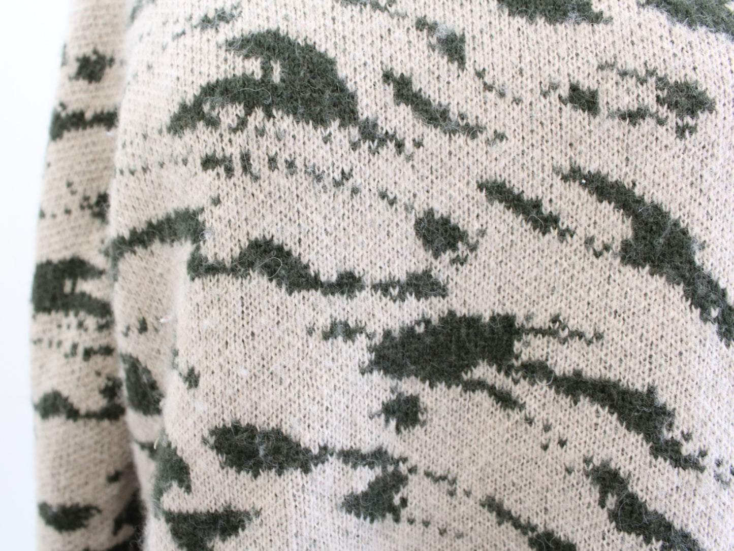 Madewell Thorton Mock Neck Pullover Sweater Size M Animal Print Alpaca Green