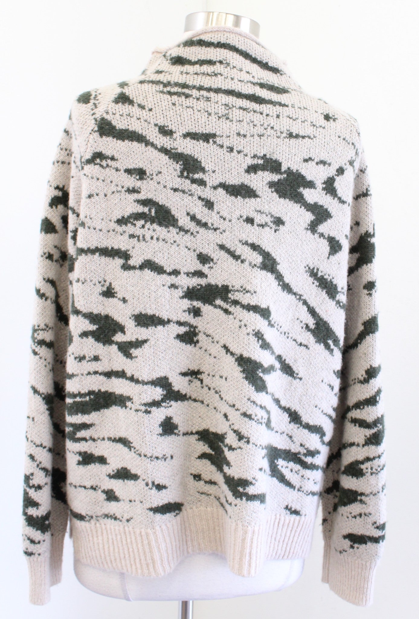 Madewell Thorton Mock Neck Pullover Sweater Size M Animal Print Alpaca Green