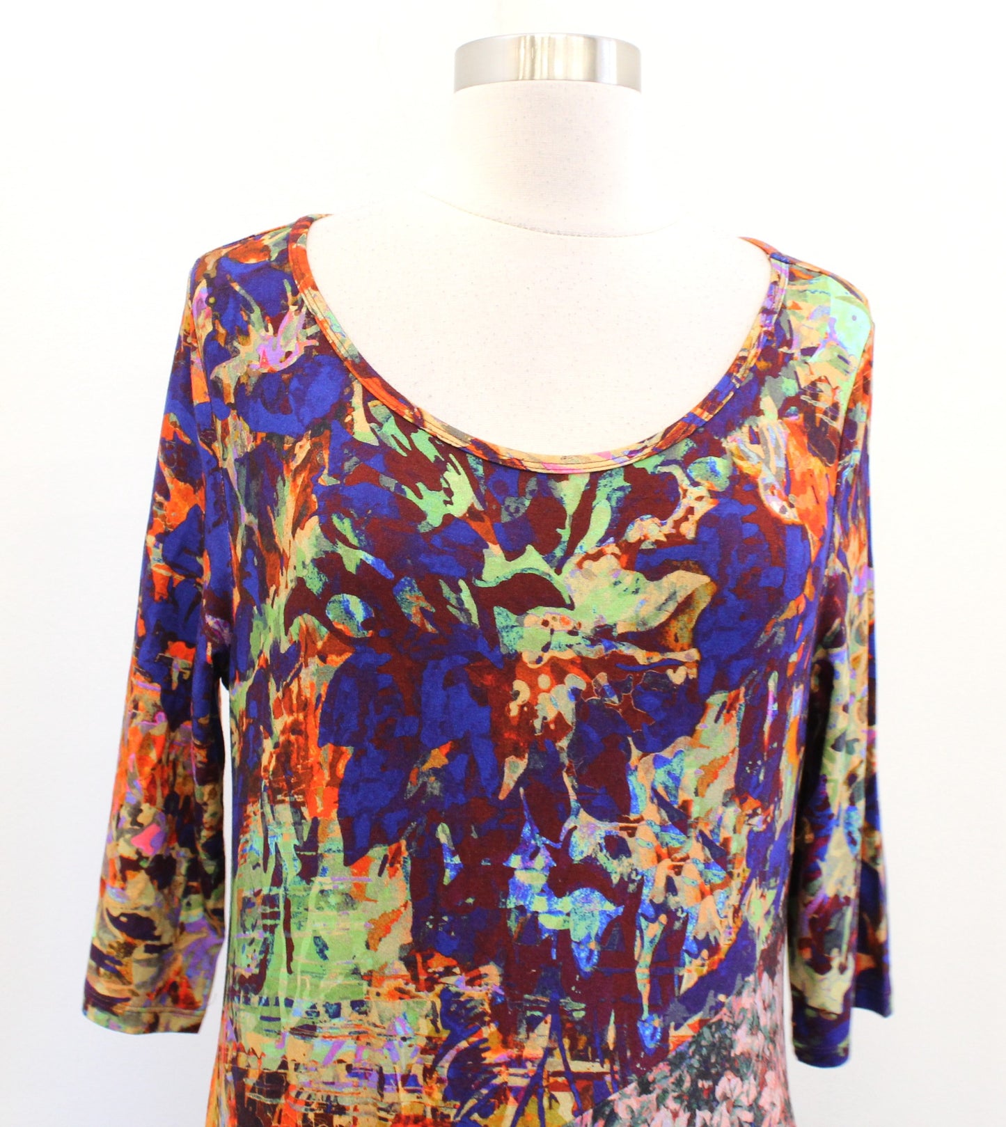 Soft Surroundings Estelle Colorful Abstract Floral Print Knit Maxi Dress Size M