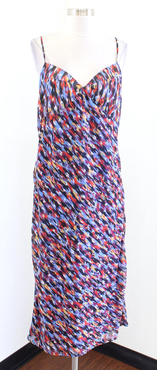 House of Harlow x Revolve Gemma Printed Midi Slip Dress Size L Open Back Blue