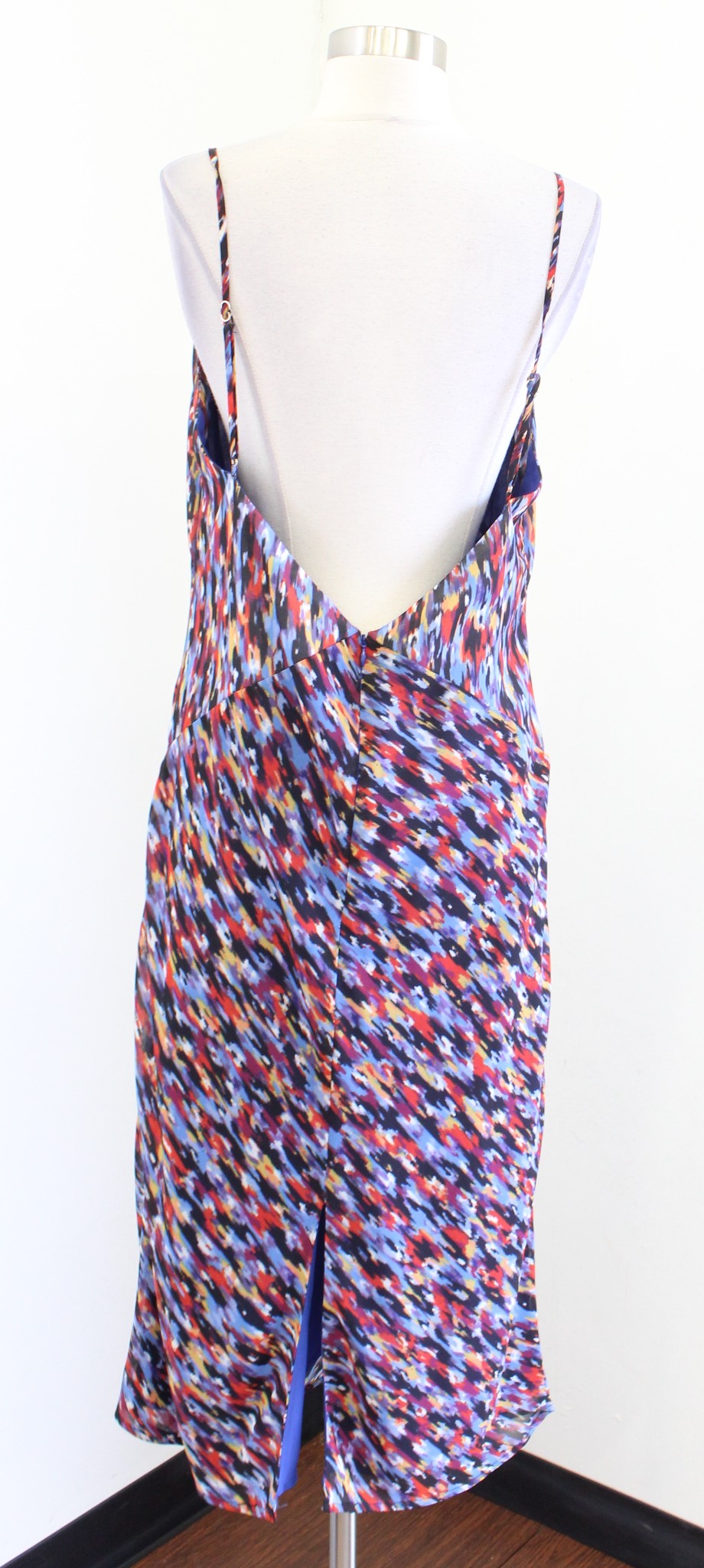 House of Harlow x Revolve Gemma Printed Midi Slip Dress Size L Open Back Blue