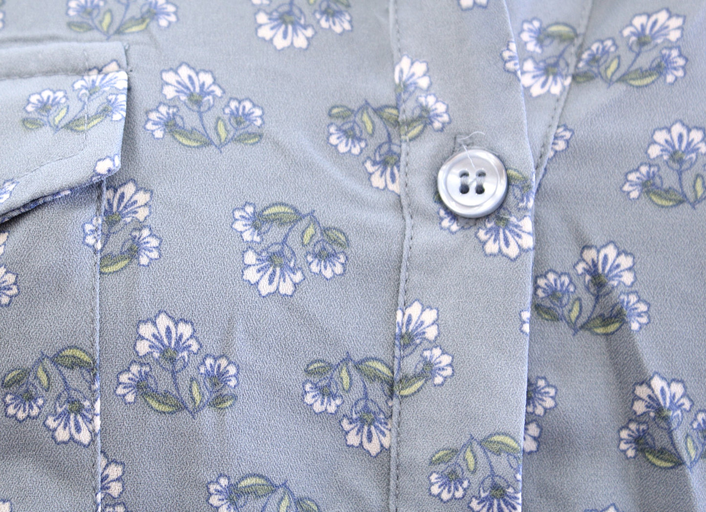 NWT Lucky Brand Womens Dusty Blue Floral Button Front Midi Shirt Dress Size L