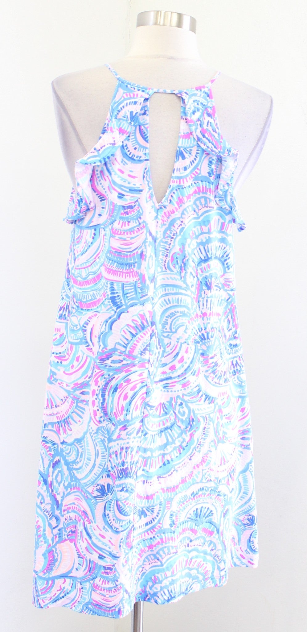 Lilly Pulitzer Billie Happy as a Clam Ruffle Printed Dress Size S Blue Pink