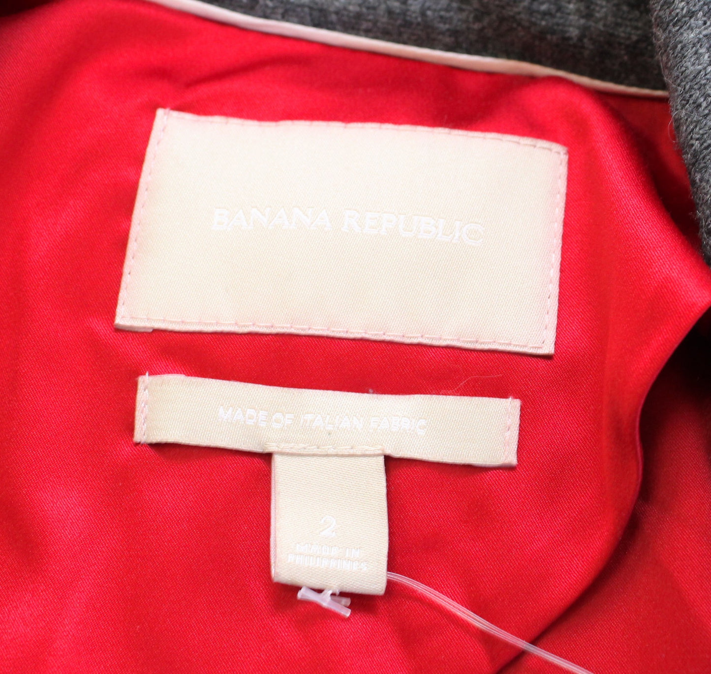 Banana Republic Charcoal Gray White Piped Trim Wool Blend Prep Blazer Jacket 2