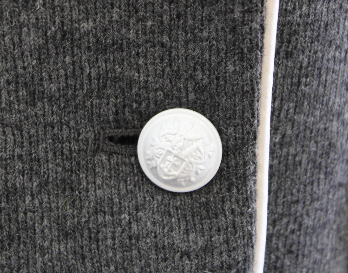 Banana Republic Charcoal Gray White Piped Trim Wool Blend Prep Blazer Jacket 2