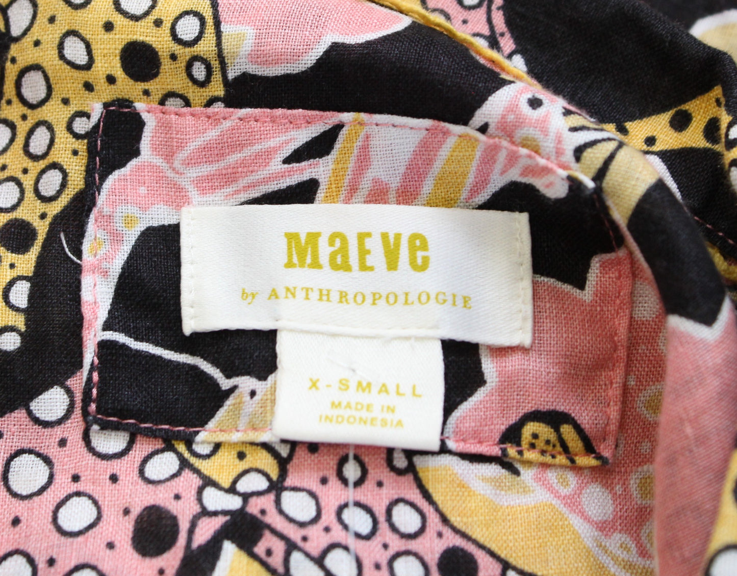 Maeve Anthropologie Animal Print Button Down Linen Surf Shirt Size XS Pink Top