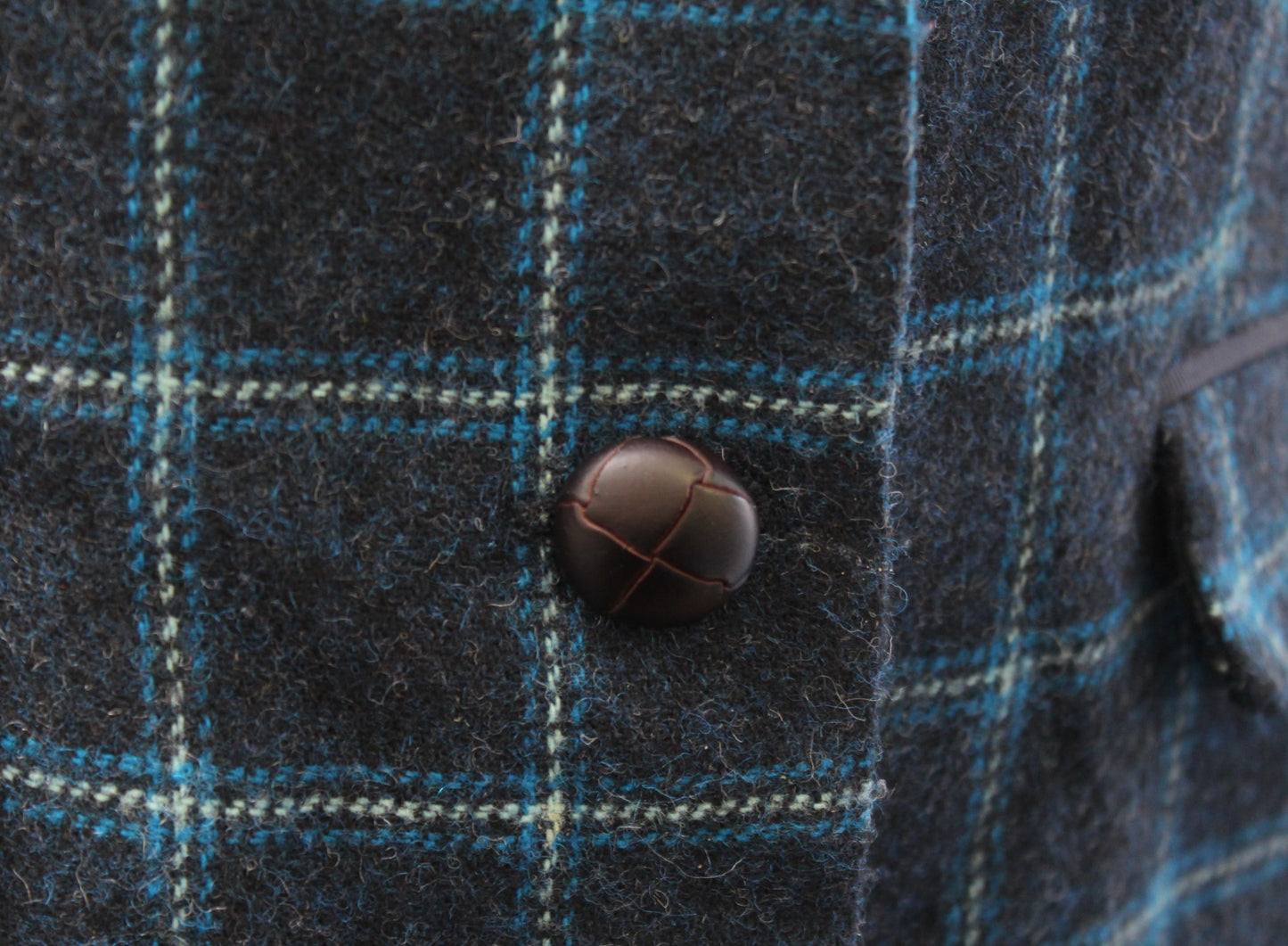 Talbots Woman Navy Blue Black Toned Plaid Wool Blend Blazer Jacket Size 18W