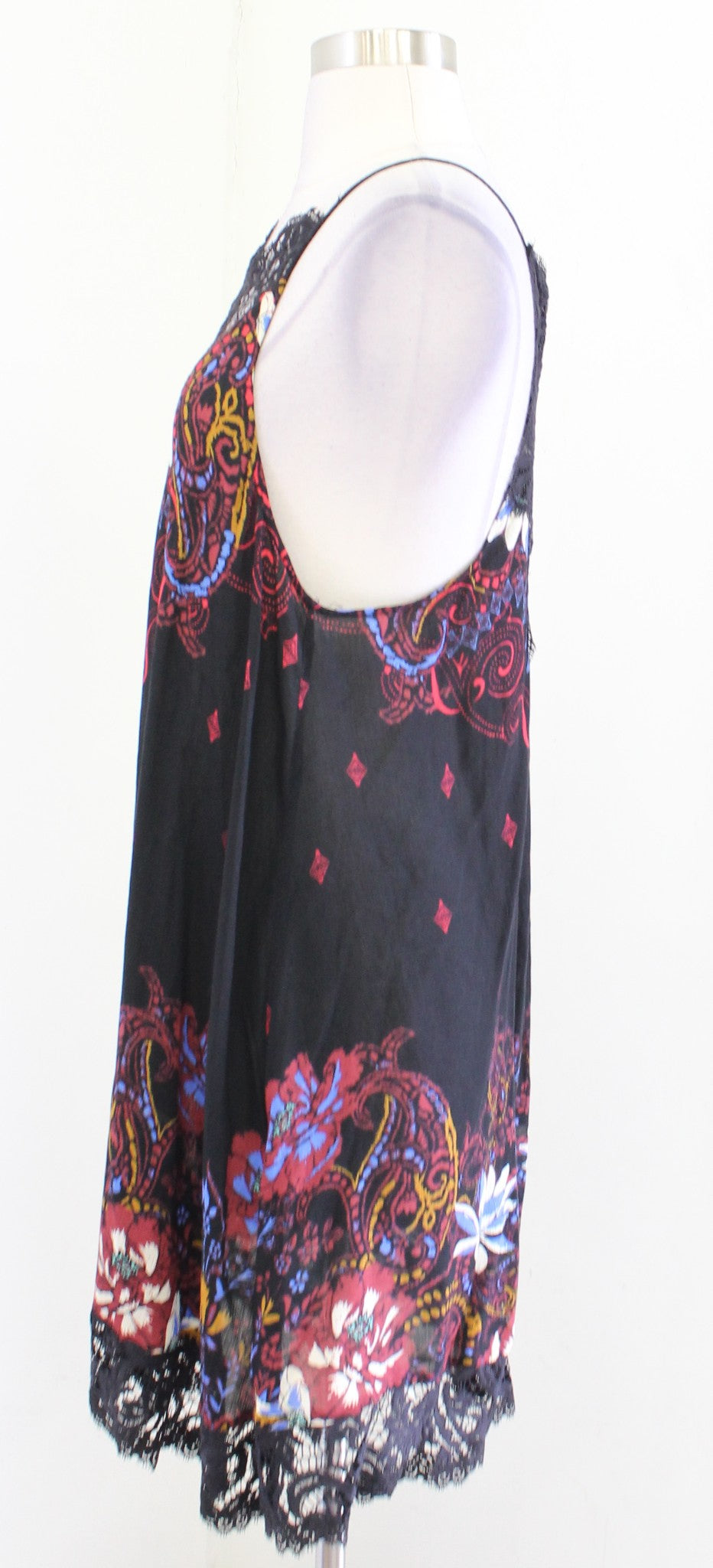 Intimately Free People Whos Sorry Now Black Floral Lace Mini Slip Dress Size S